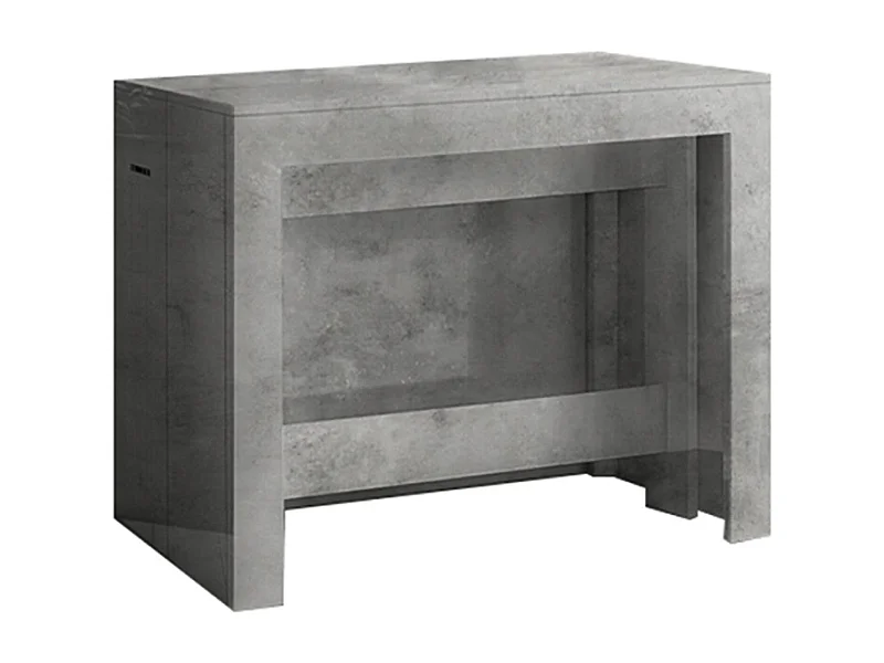 Consola extensible Dguigo, Consola extensible hasta 12 plazas, Mesa con soporte extensible, 100% Made in Italy, cm 51/300x90h77, Mármol gris