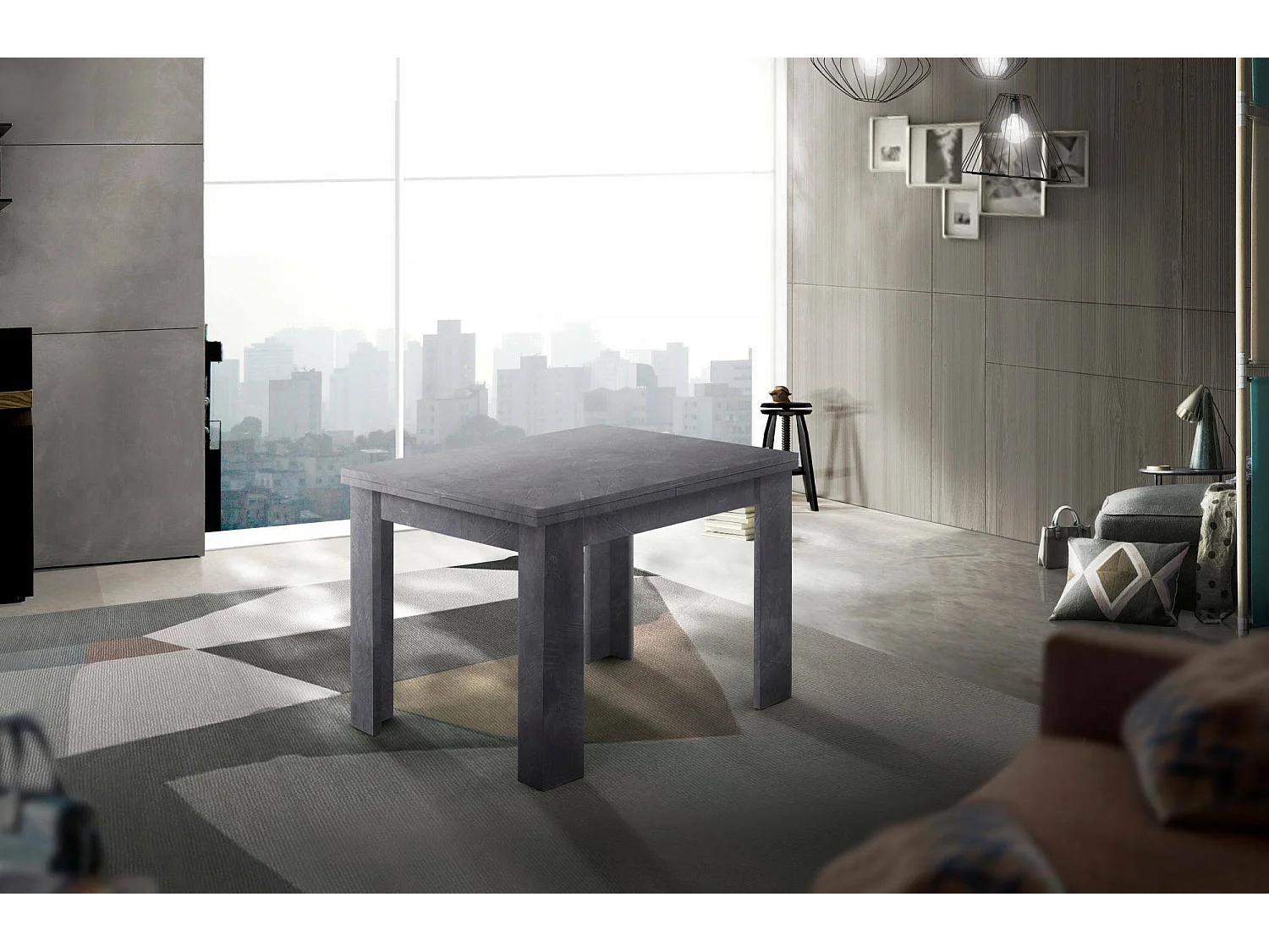 Table extensible Dlirol, Console auxiliaire de cuisine, Table extensible, 100% Made in Italy, 90x90h75 cm, Ardoise