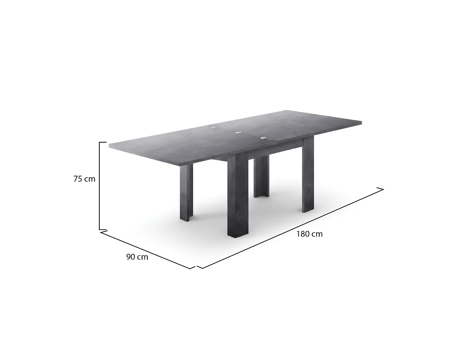 Ausziehbarer Esstisch Dlirol, Hilfsküchenkonsole, ausziehbarer Tisch, 100 % Made in Italy, cm 90x90h75, Schiefer