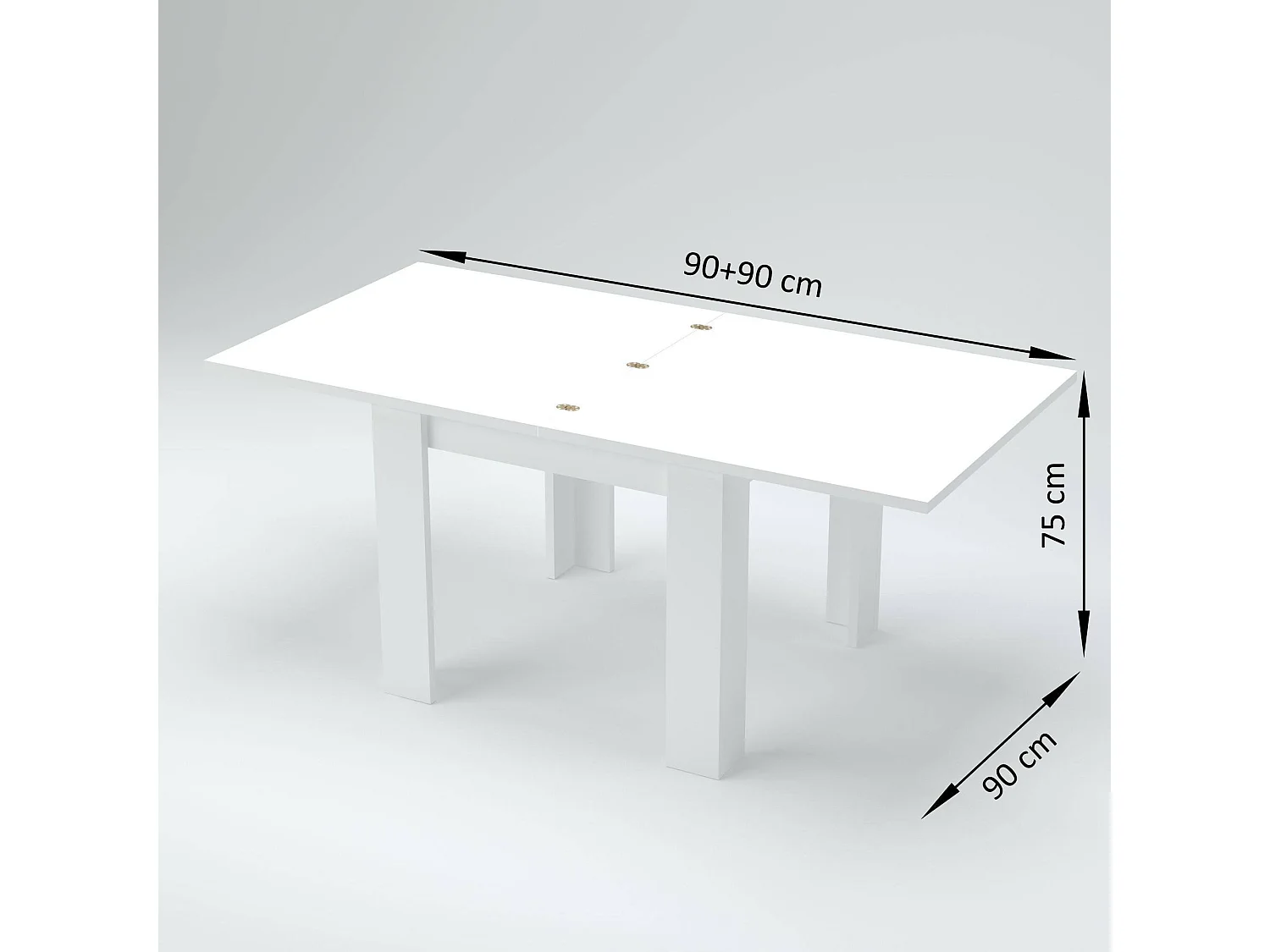 Table extensible Dlirol, Console auxiliaire de cuisine, Table extensible, 100% Made in Italy, 90x90h75 cm, Orme perlé
