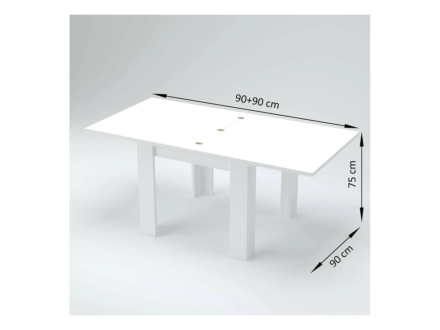 Table extensible Dlirol, Console auxiliaire de cuisine, Table extensible, 100% Made in Italy, 90x90h75 cm, Orme perlé