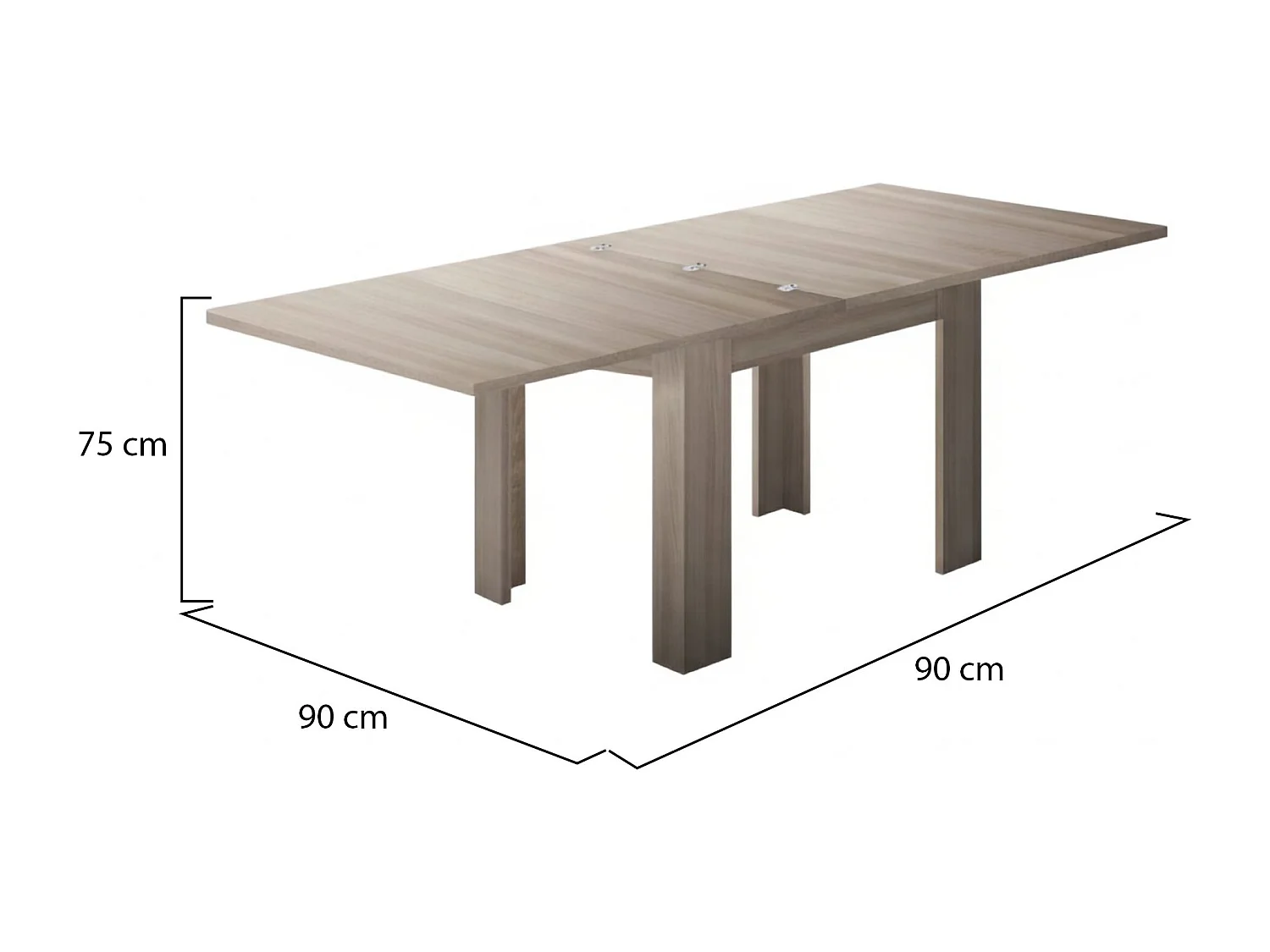 Dlirol uitschuifbare tafel, Extra keukenconsole, Uitschuifbare tafel, 100% Made in Italy, 90x90h75 cm, Pearl iep