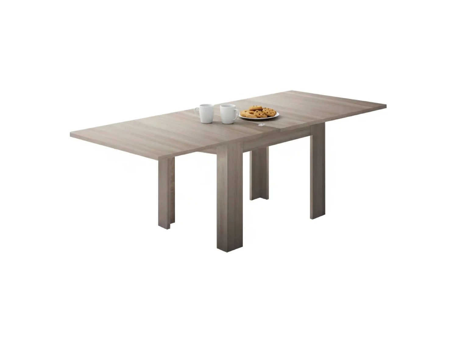 Table extensible Dlirol, Console auxiliaire de cuisine, Table extensible, 100% Made in Italy, 90x90h75 cm, Orme perlé