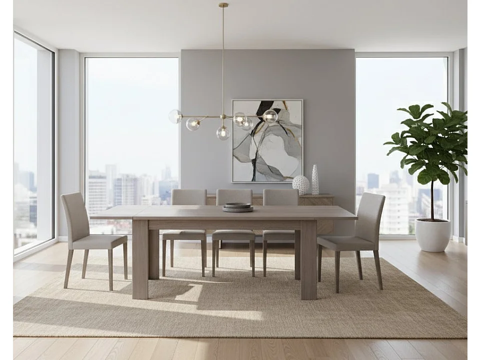 Table extensible Dkofle, Console extensible jusqu'à 10 places, Console extensible 100% Made in Italy, 140/190x90h75 cm, Orme nacré