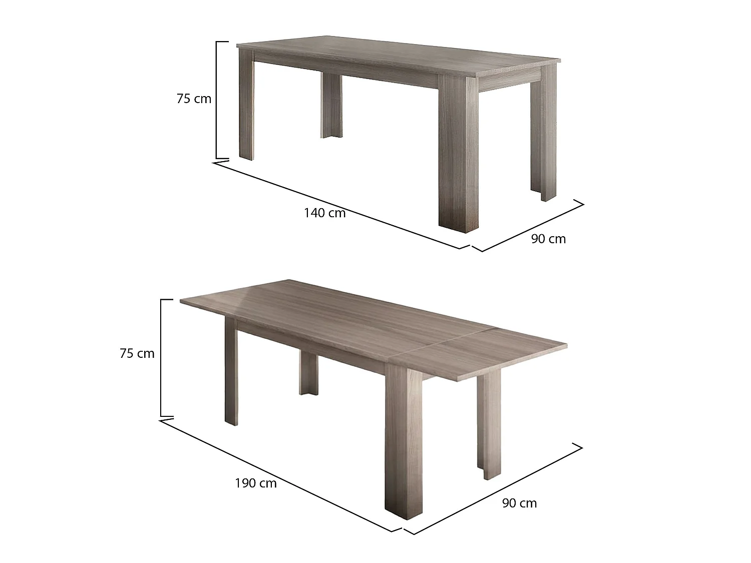 Table extensible Dkofle, Console extensible jusqu'à 10 places, Console extensible 100% Made in Italy, 140/190x90h75 cm, Orme nacré
