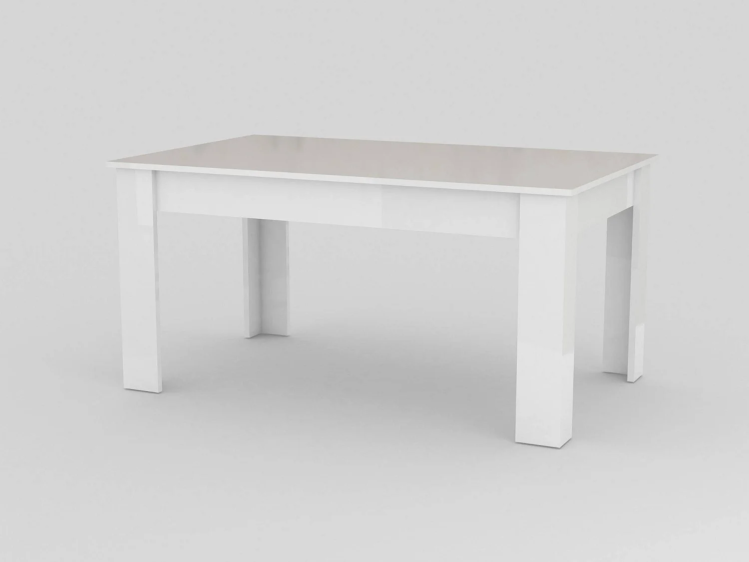 Dkofle uitschuifbare tafel, Uitschuifbare console tot 10 zitplaatsen, Uitschuifbare console 100% Made in Italy, 140/190x90h75 cm, Glanzend wit