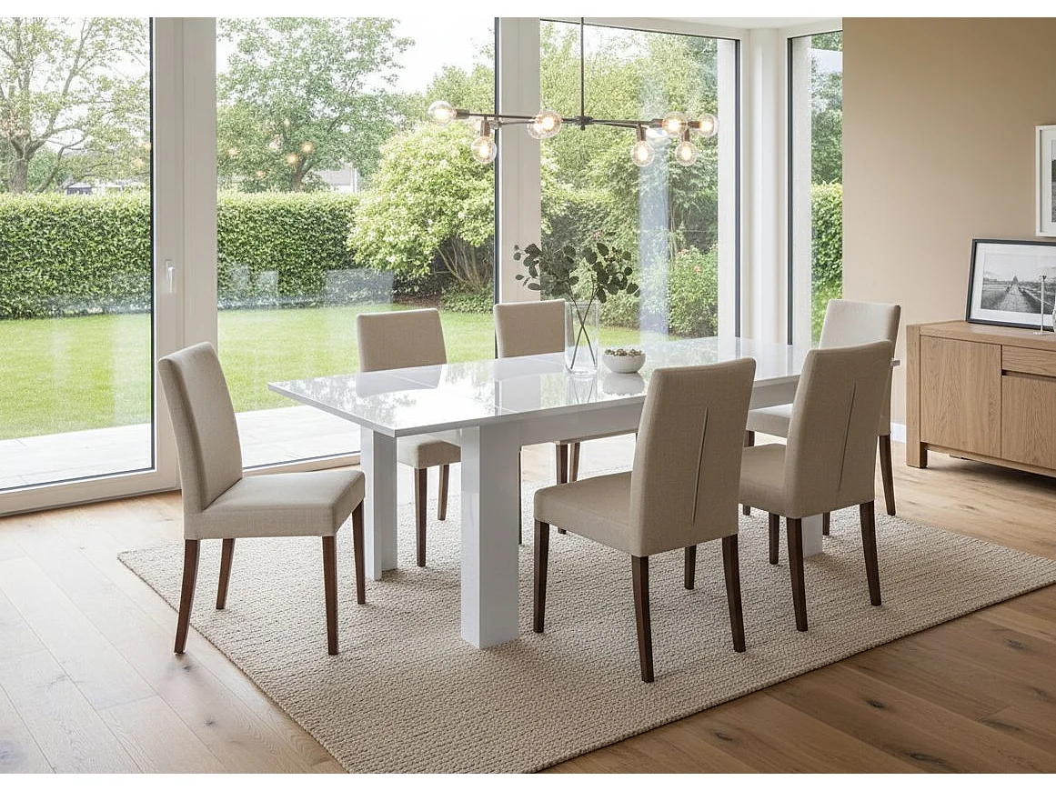 Tavolo Allungabile Arizon, Allungabile Made in Italy, 90x190x75h cm Bianco Lucido