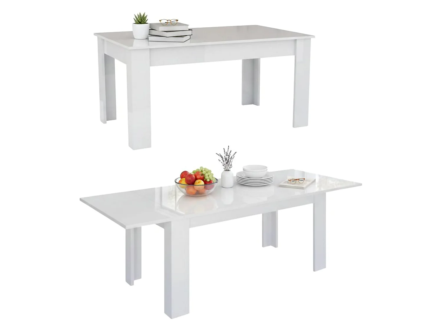 Table extensible Dkofle, Console extensible jusqu'à 10 places, Console extensible 100% Made in Italy, 140/190x90h75 cm, Blanc brillant