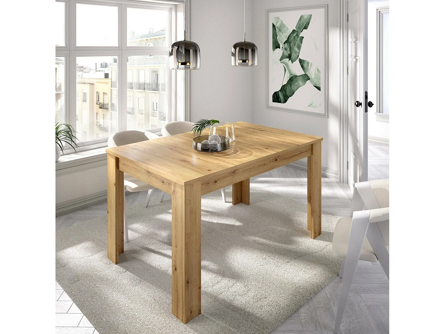 Table extensible Dariaud, Console extensible, Table à manger extensible, 140/190x90h77 cm, Chêne Knot