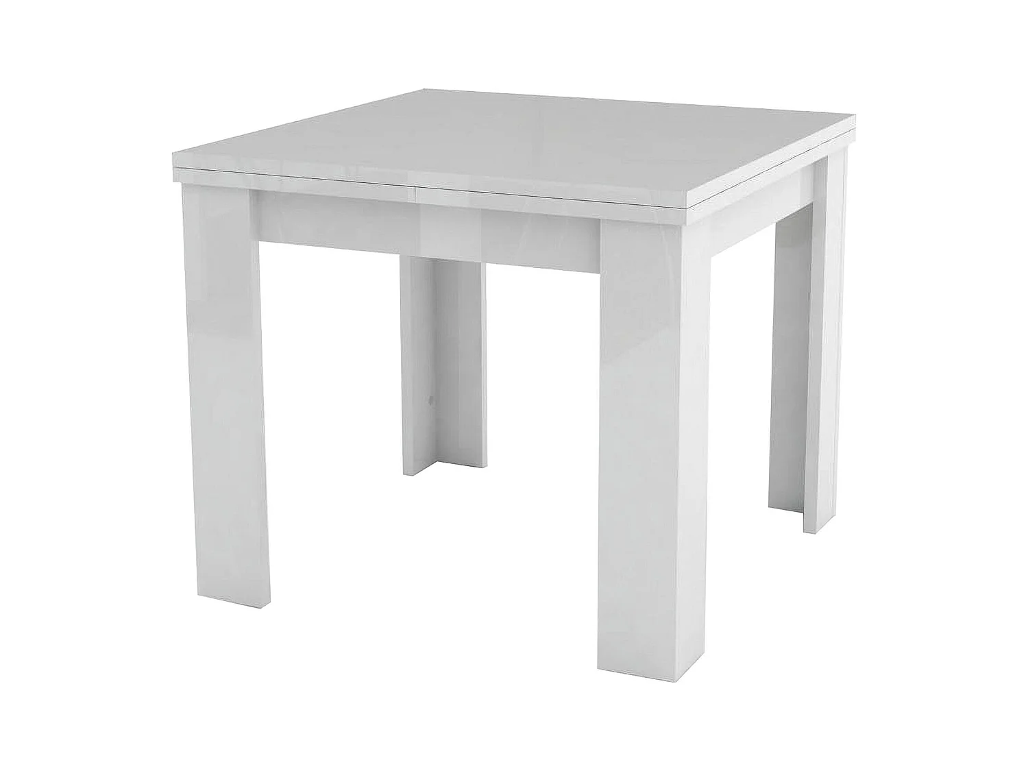 Table extensible Dlirol, Console auxiliaire de cuisine, Table extensible, 100% Made in Italy, 90x90h75 cm, Blanc brillant