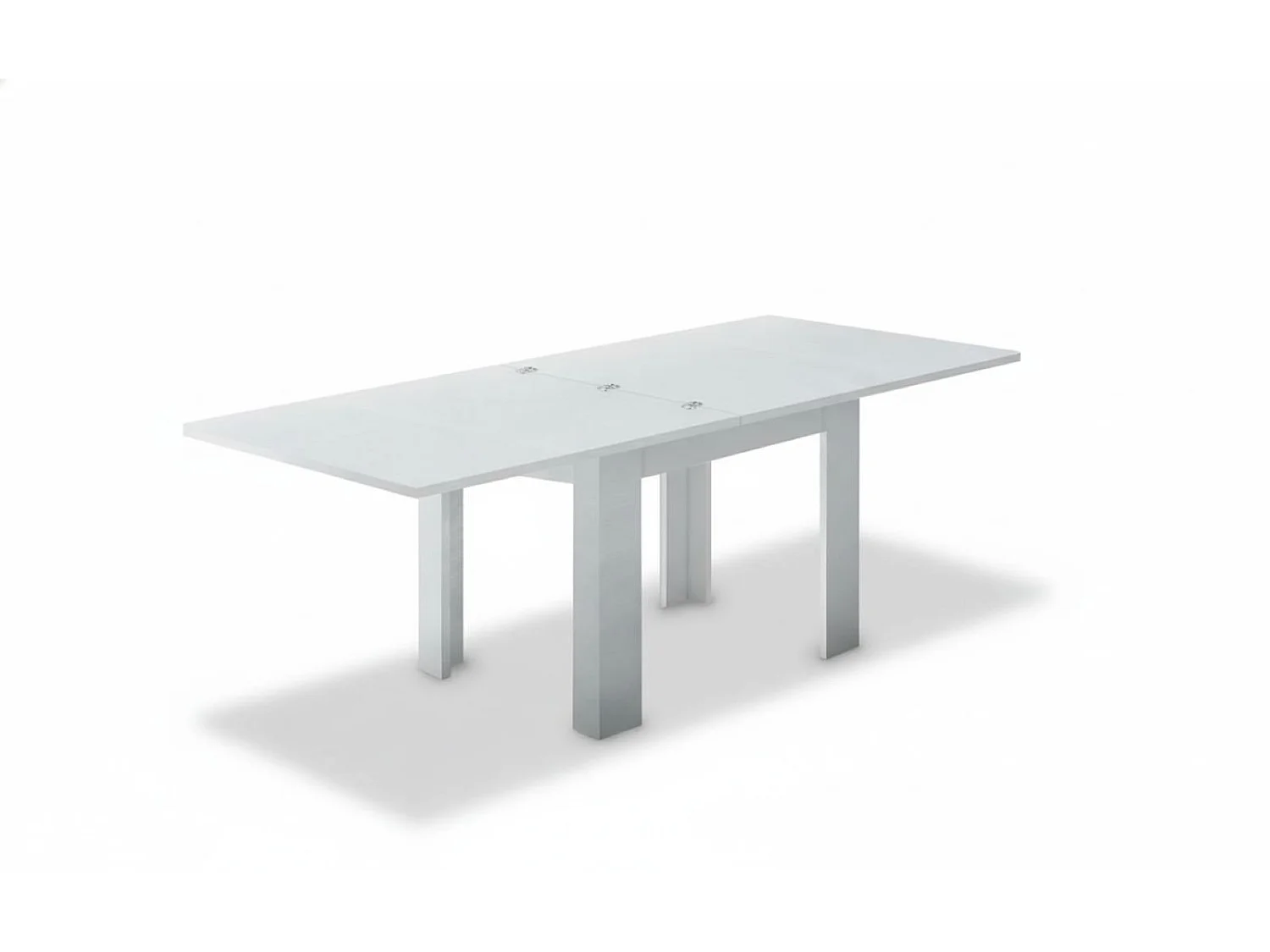 Dmora - Tavolo allungabile Airin, cm 90x90h75, Bianco lucido