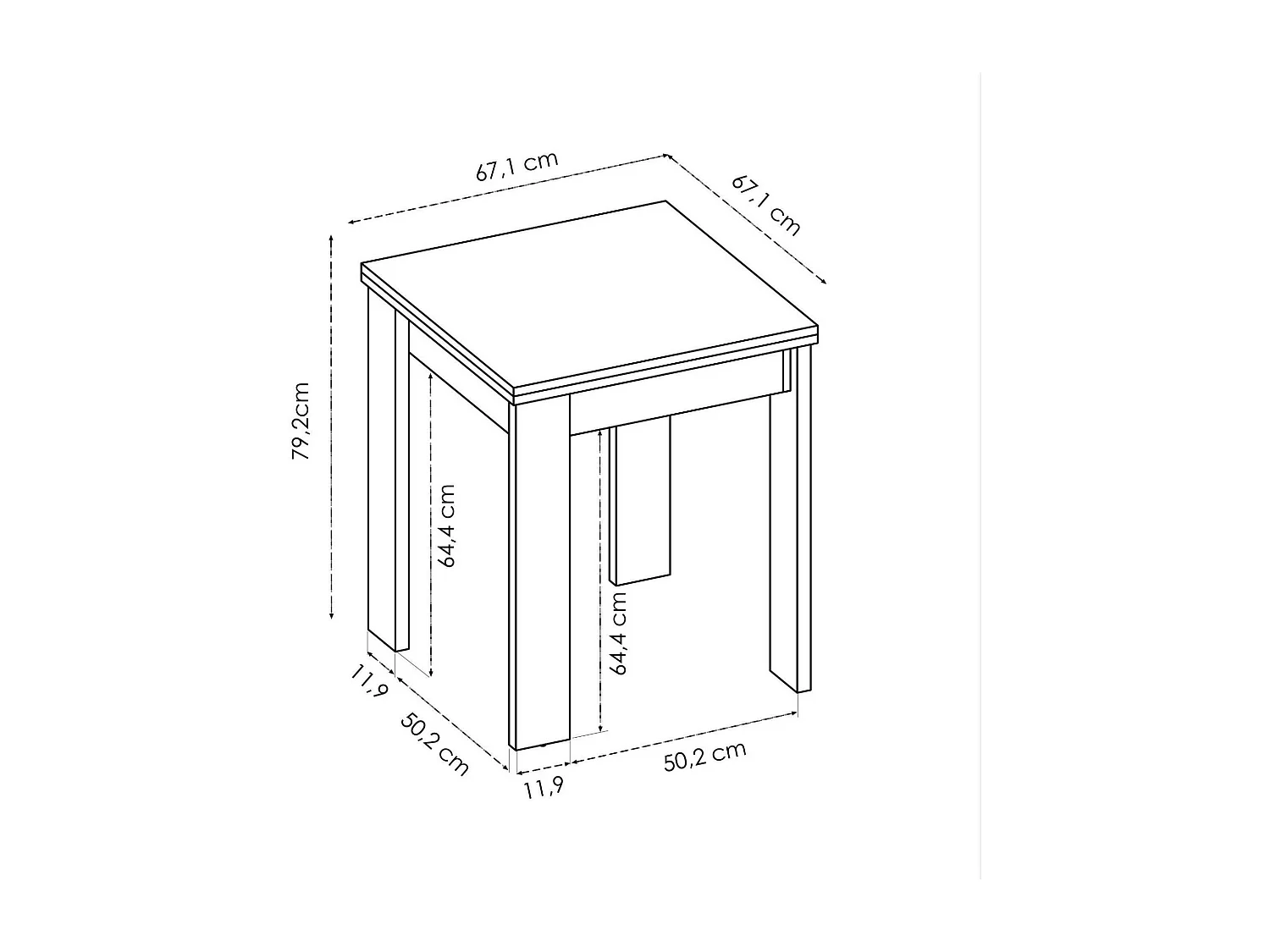 Table extensible Dbli, Console extensible multi-positions, Table console auxiliaire pliante, 79/134x67h79 cm, Blanc