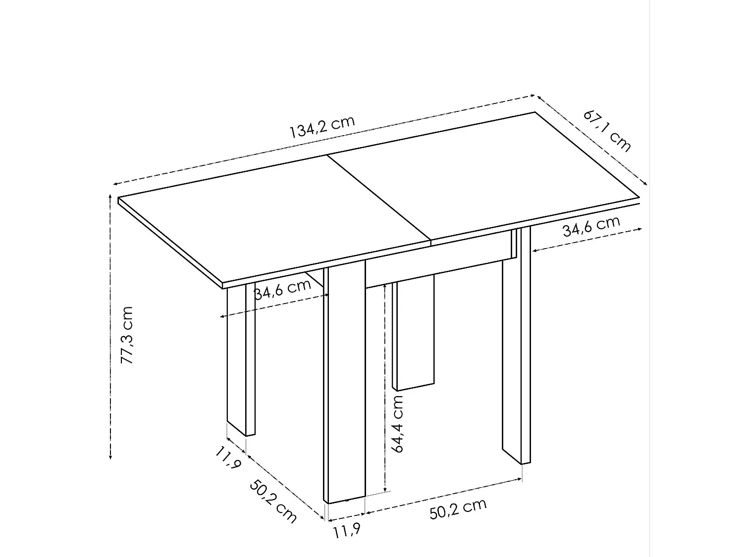 Tavolo Allungabile Alamaro, 6 Posti, 67x134x79h cm Bianco