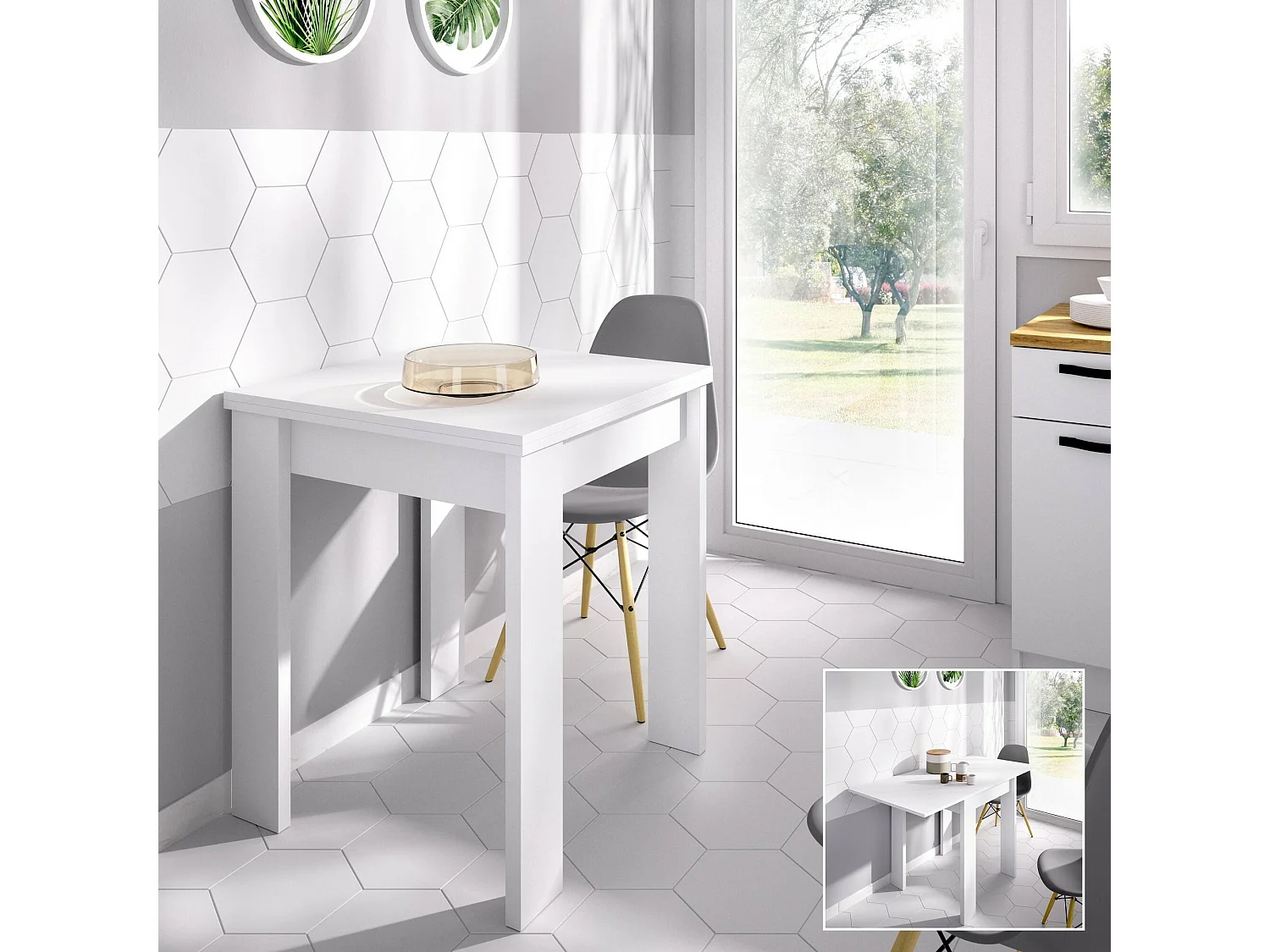 Tavolo Allungabile Alamaro, 6 Posti, 67x134x79h cm Bianco