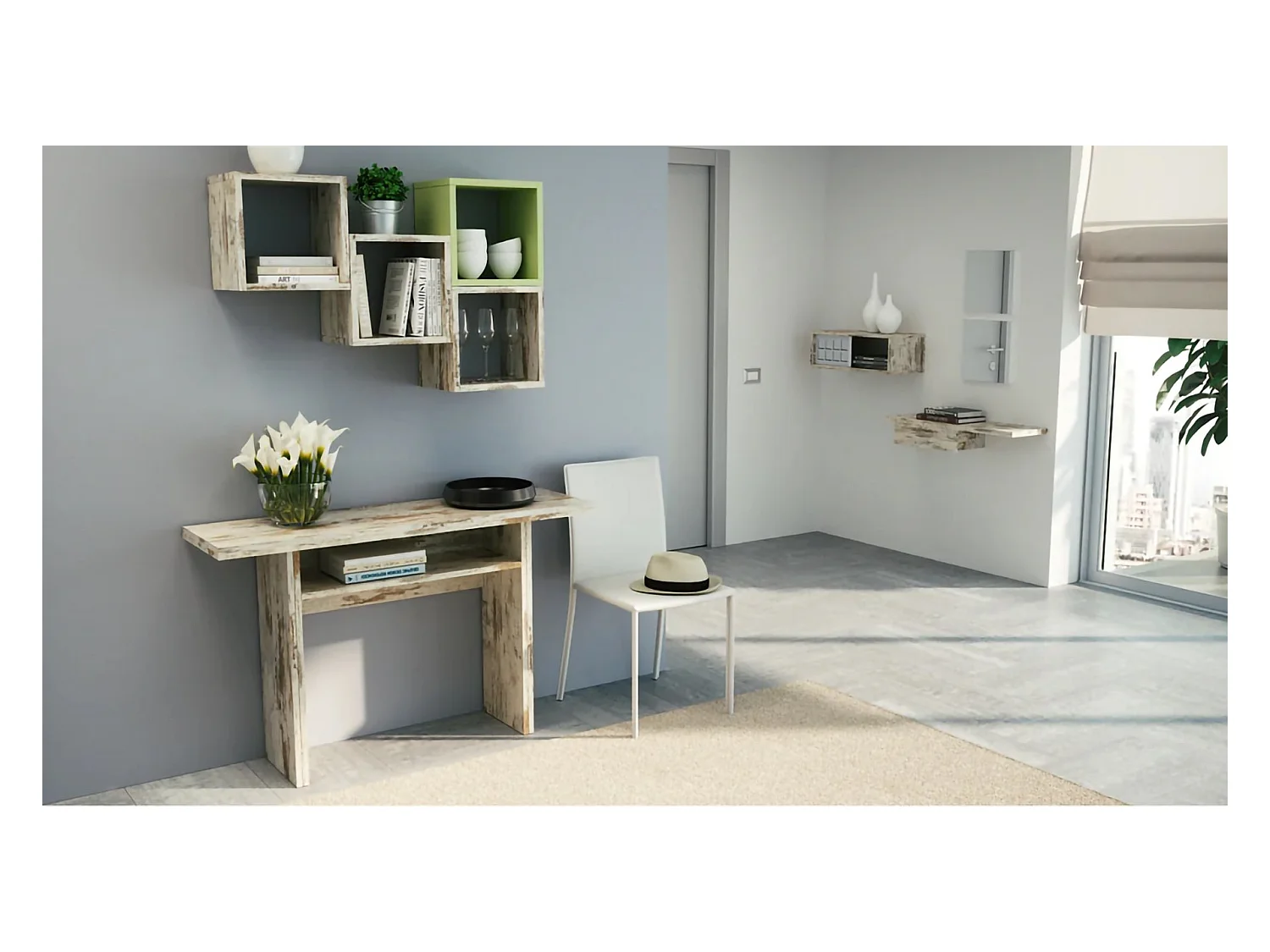 Console extensible lavande, Table à manger avec ouverture de livre, Console polyvalente extensible, 100% Made in Italy, 120x70h75 cm, Vintage
