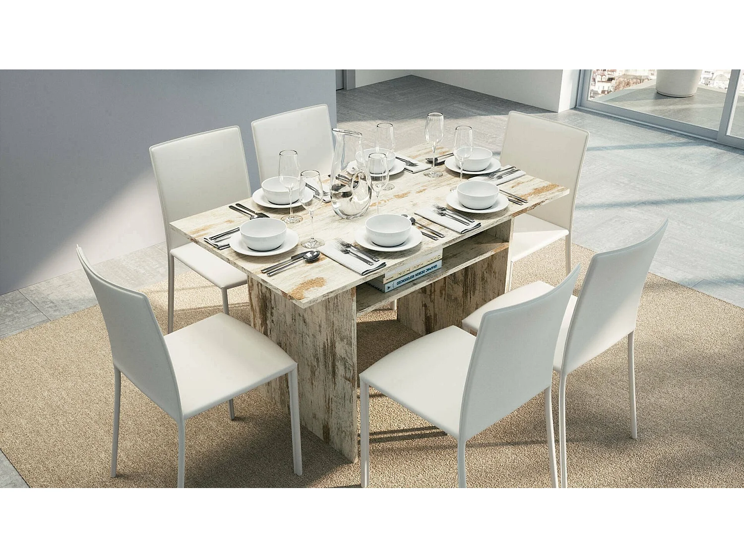 Consola extensible Dgalles, Mesa de comedor con apertura de libro, Consola multiusos extensible, 100% Made in Italy, 120x70h75 cm, Vintage