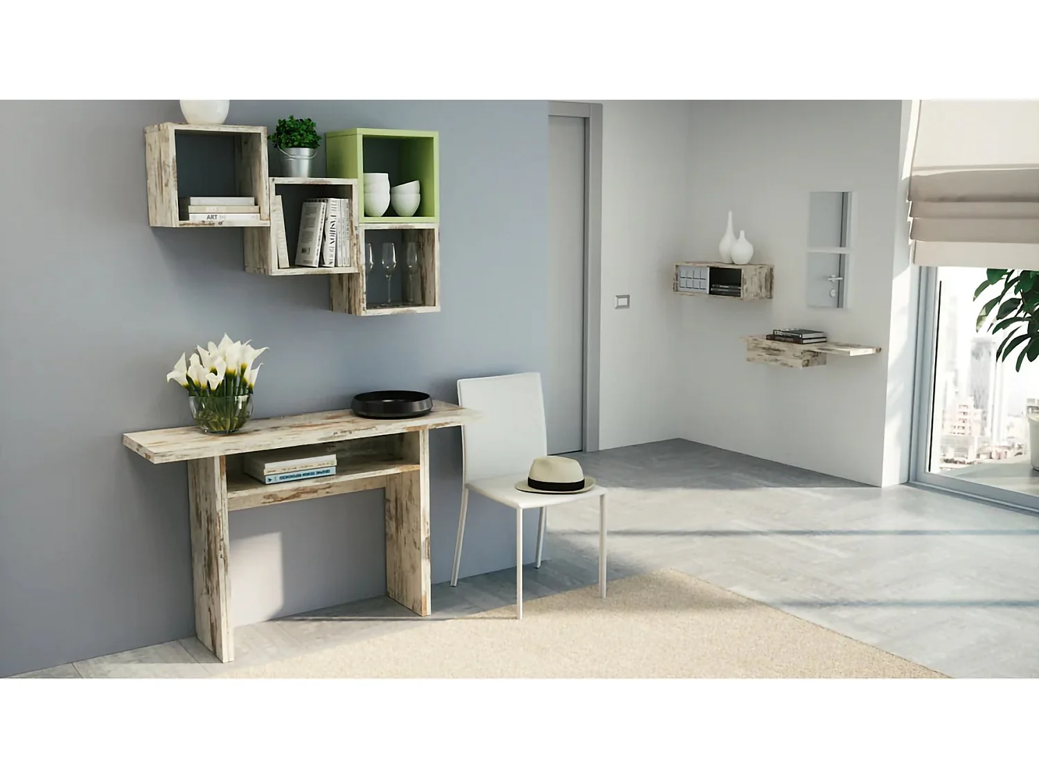 Consola extensible Dgalles, Mesa de comedor con apertura de libro, Consola multiusos extensible, 100% Made in Italy, 120x70h75 cm, Vintage