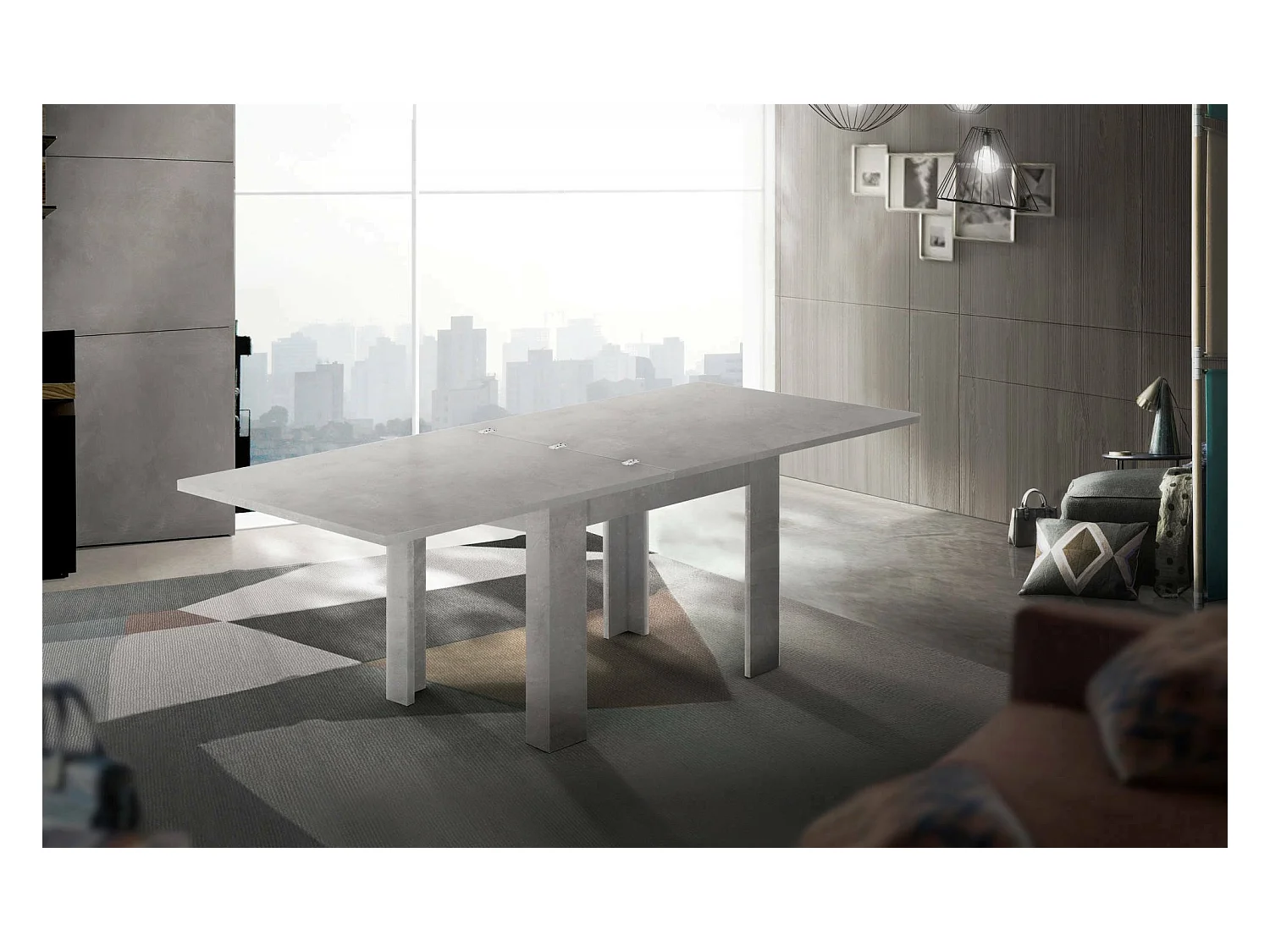 Table extensible Dlirol, Console auxiliaire de cuisine, Table extensible, 100% Made in Italy, 90x90h75 cm, Gris