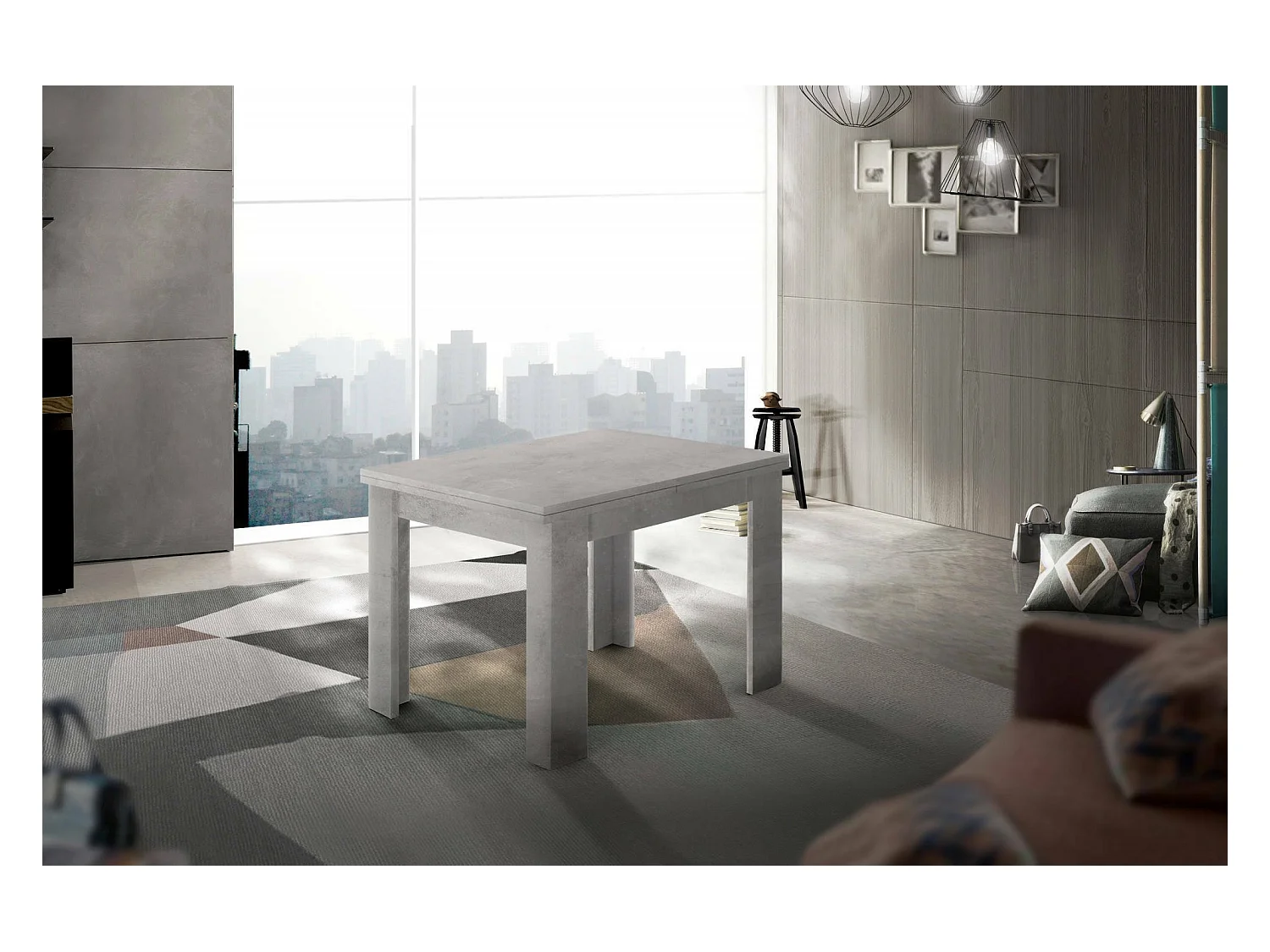 Table extensible Dlirol, Console auxiliaire de cuisine, Table extensible, 100% Made in Italy, 90x90h75 cm, Gris