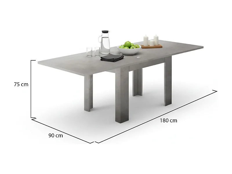 Dlirol uitschuifbare tafel, Extra keukenconsole, Uitschuifbare tafel, 100% Made in Italy, 90x90h75 cm, Grijs