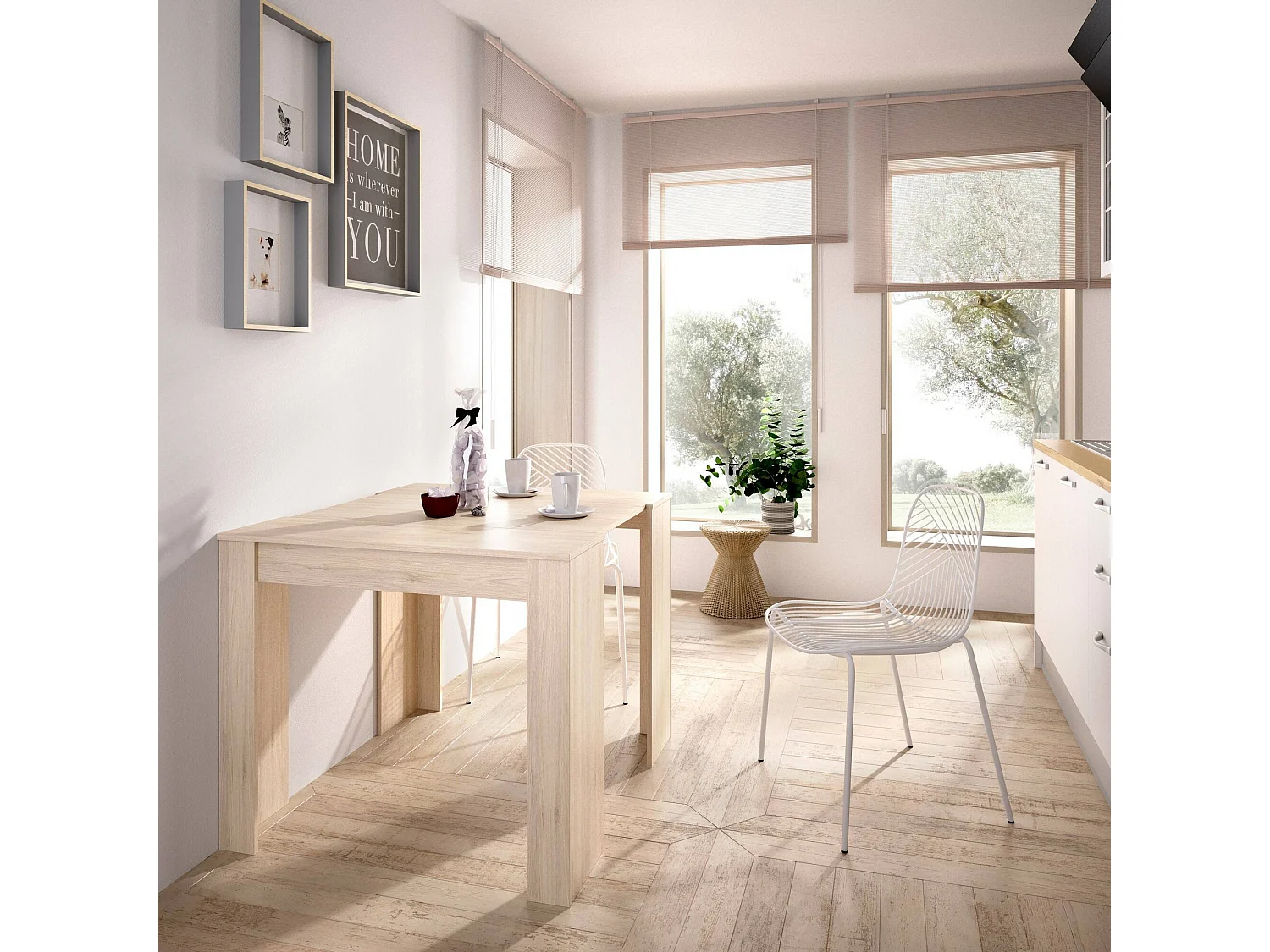 Dmora - Consolle allungabile Alej, 54/239x90h77 cm, Rovere