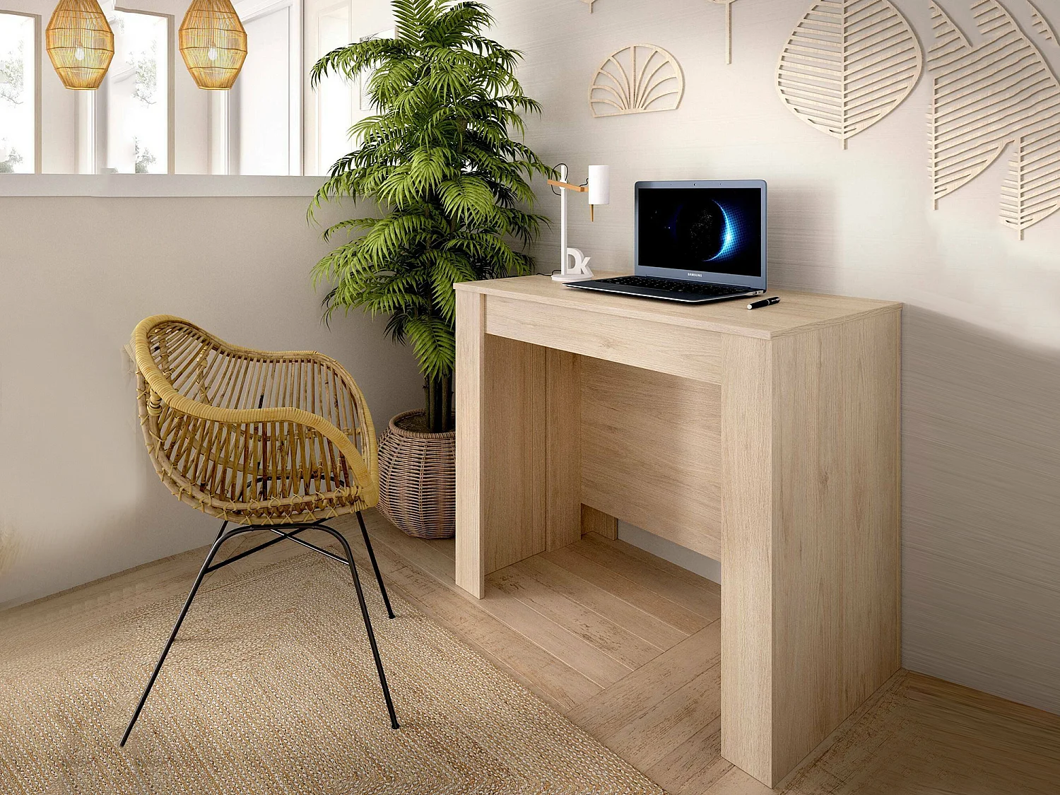 Console extensible Dbiragh, Console extensible multi-positions, Table à manger polyvalente, 54/239x90h77 cm, Chêne