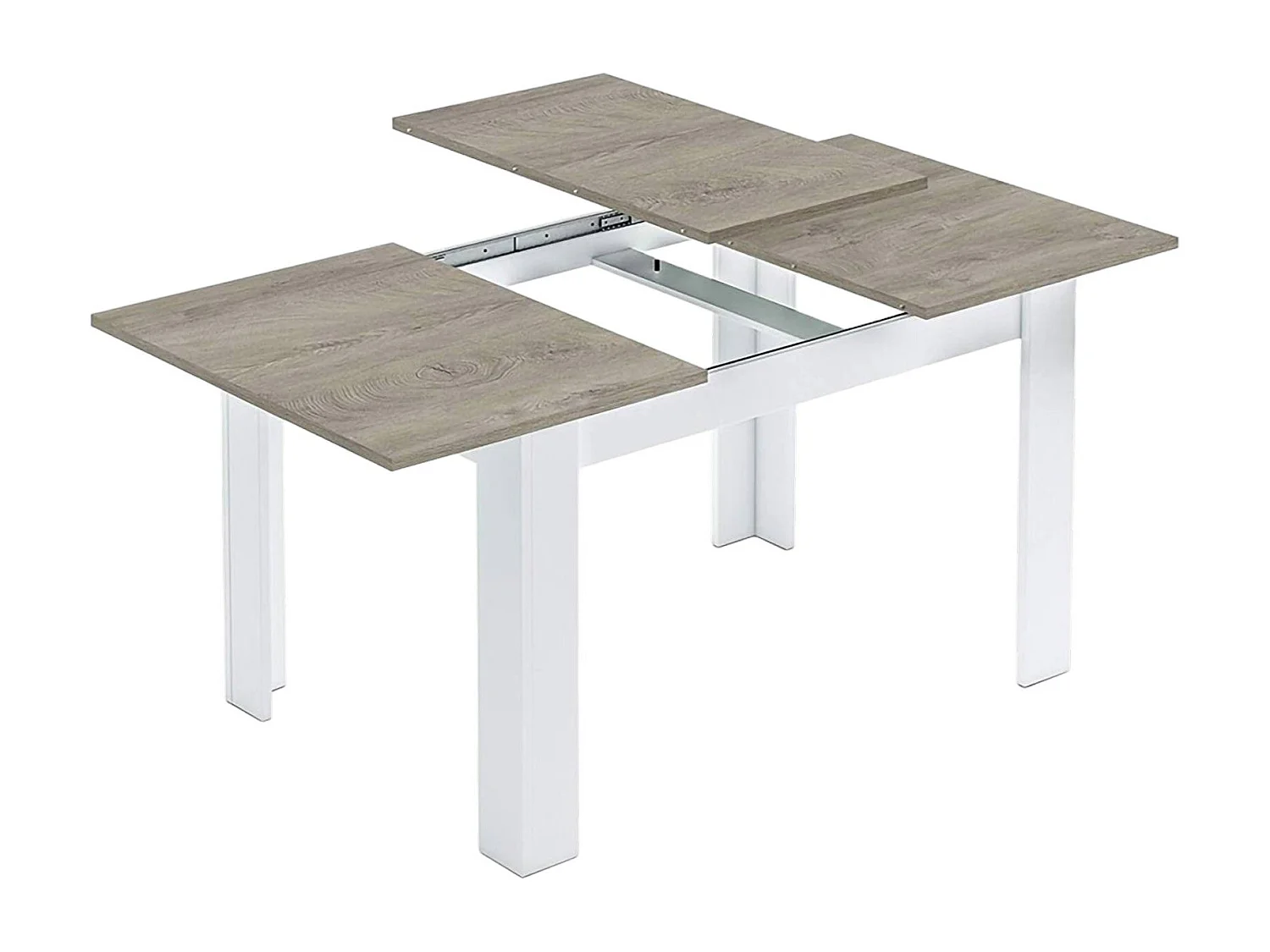 Table extensible Dalice, Console extensible pour salle à manger, Table de cuisine ouvrant avec rallonge, 140/190x90h78 cm, Chêne Gris et Blanc