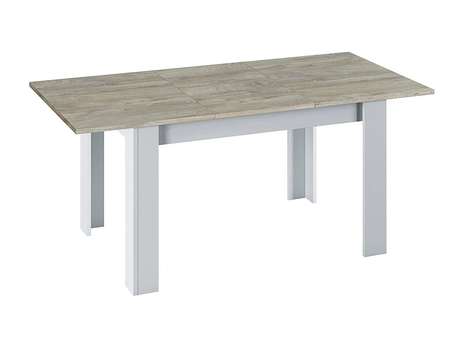 Table extensible Dalice, Console extensible pour salle à manger, Table de cuisine ouvrant avec rallonge, 140/190x90h78 cm, Chêne Gris et Blanc