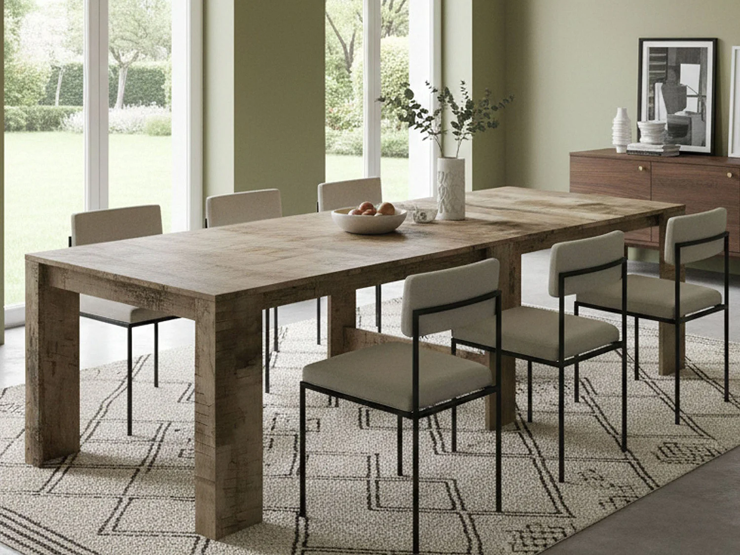 Console extensible Dguigo, Console extensible jusqu'à 12 places, Table avec supports d'extension, 100% Made in Italy, 51/300x90h77 cm, Érable