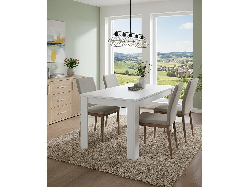 Table extensible Dariaud, Console extensible multi-positions, Table à manger avec rallonge, 140/190x90h77 cm, Blanc