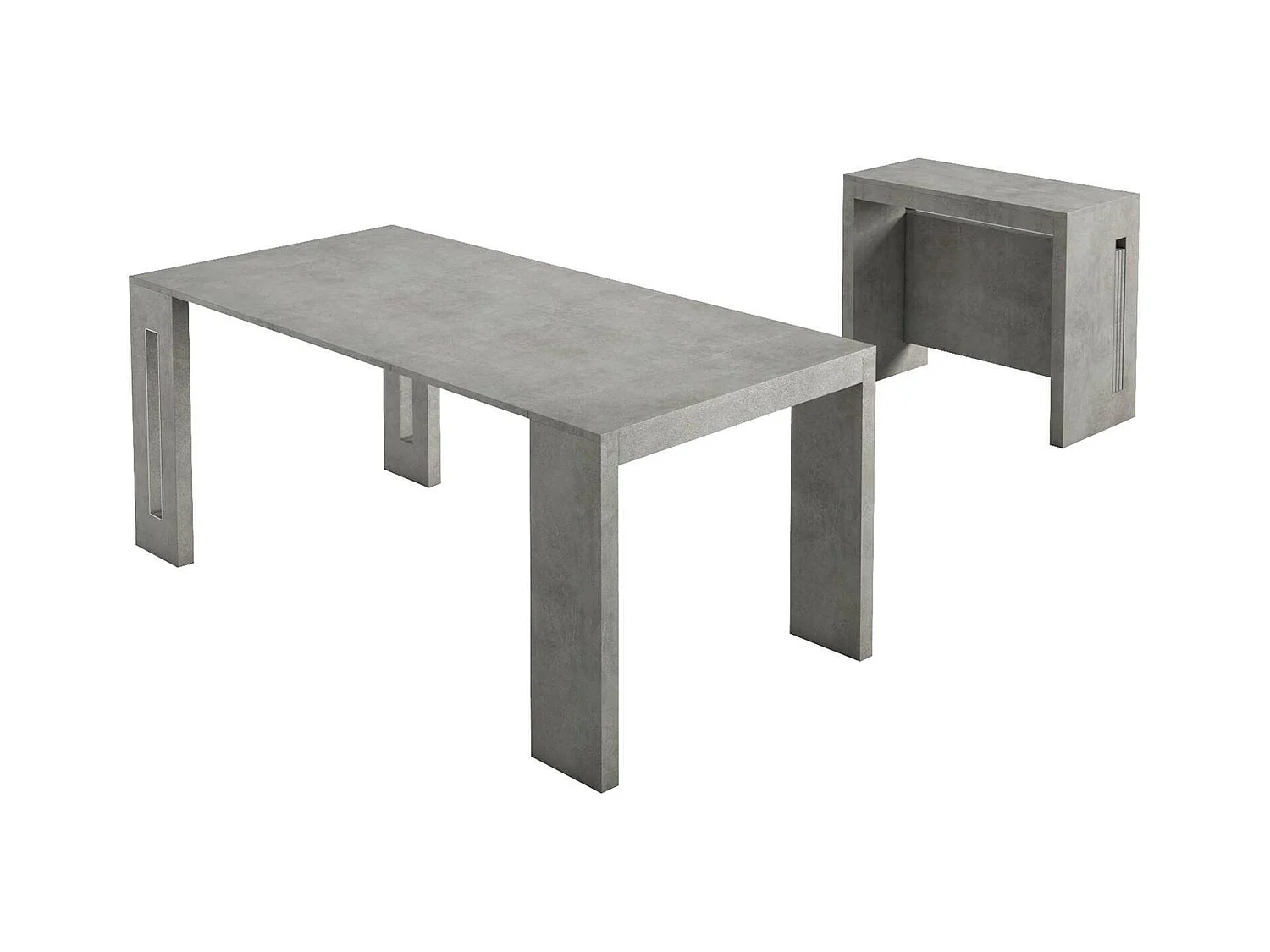 Console extensible Detound, Table à manger extensible, Console polyvalente avec rallonges, 100% Made in Italy, 186x80h76 cm, Ciment