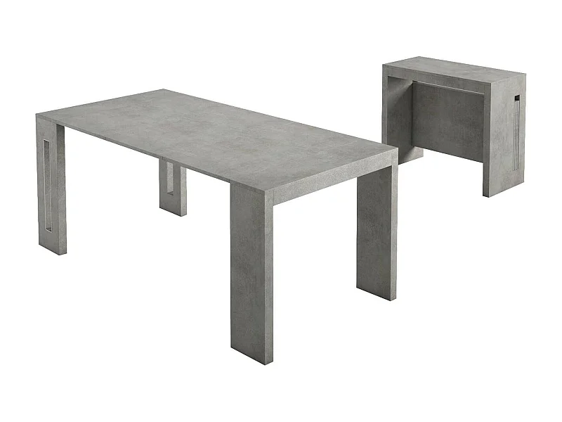 Consola extensível Detound, Mesa de jantar extensível, Consola multiuso com extensões, 100% Fabricado em Itália, 186x80h76 cm, Cimento