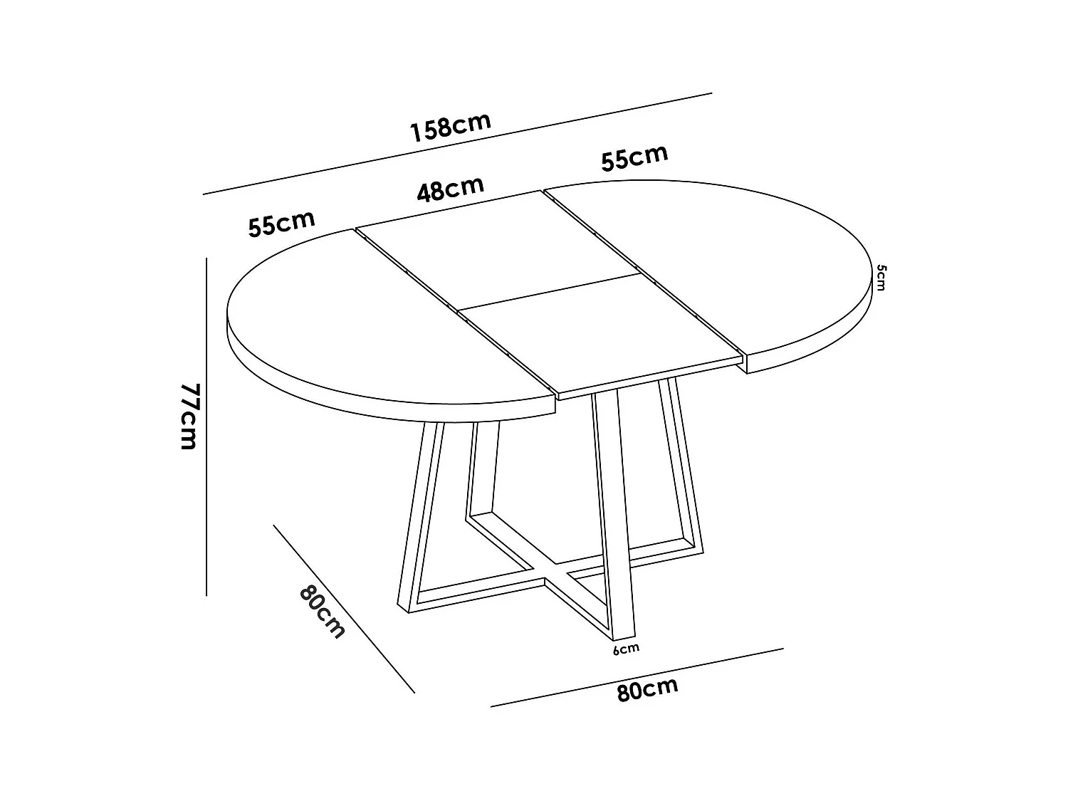 Table extensible Casarola, Console extensible ronde, Table à manger polyvalente ovale, 110/158x110h77 cm, Chêne Nodi