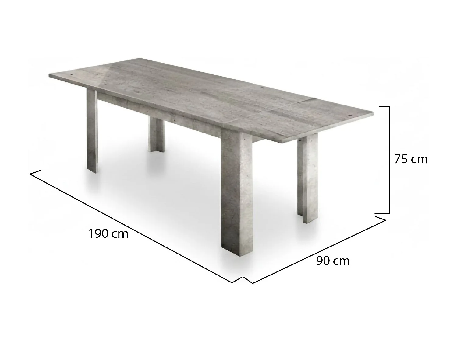 Dkofle uitschuifbare tafel, Uitschuifbare console tot 10 zitplaatsen, Uitschuifbare console 100% Made in Italy, 140/190x90h75 cm, Grijs marmer