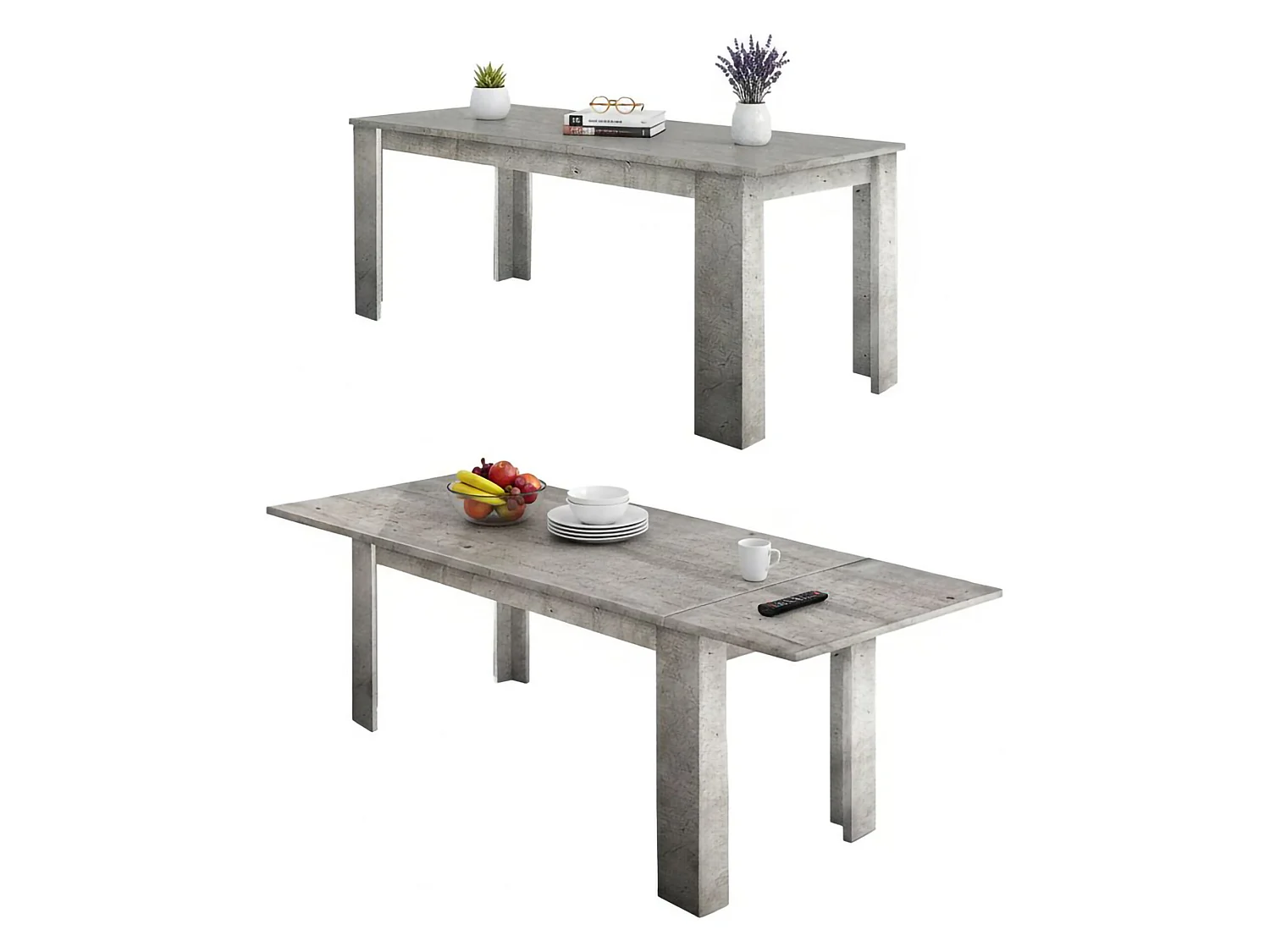 Table extensible Dkofle, Console extensible jusqu'à 10 places, Console extensible 100% Made in Italy, 140/190x90h75 cm, Marbre gris