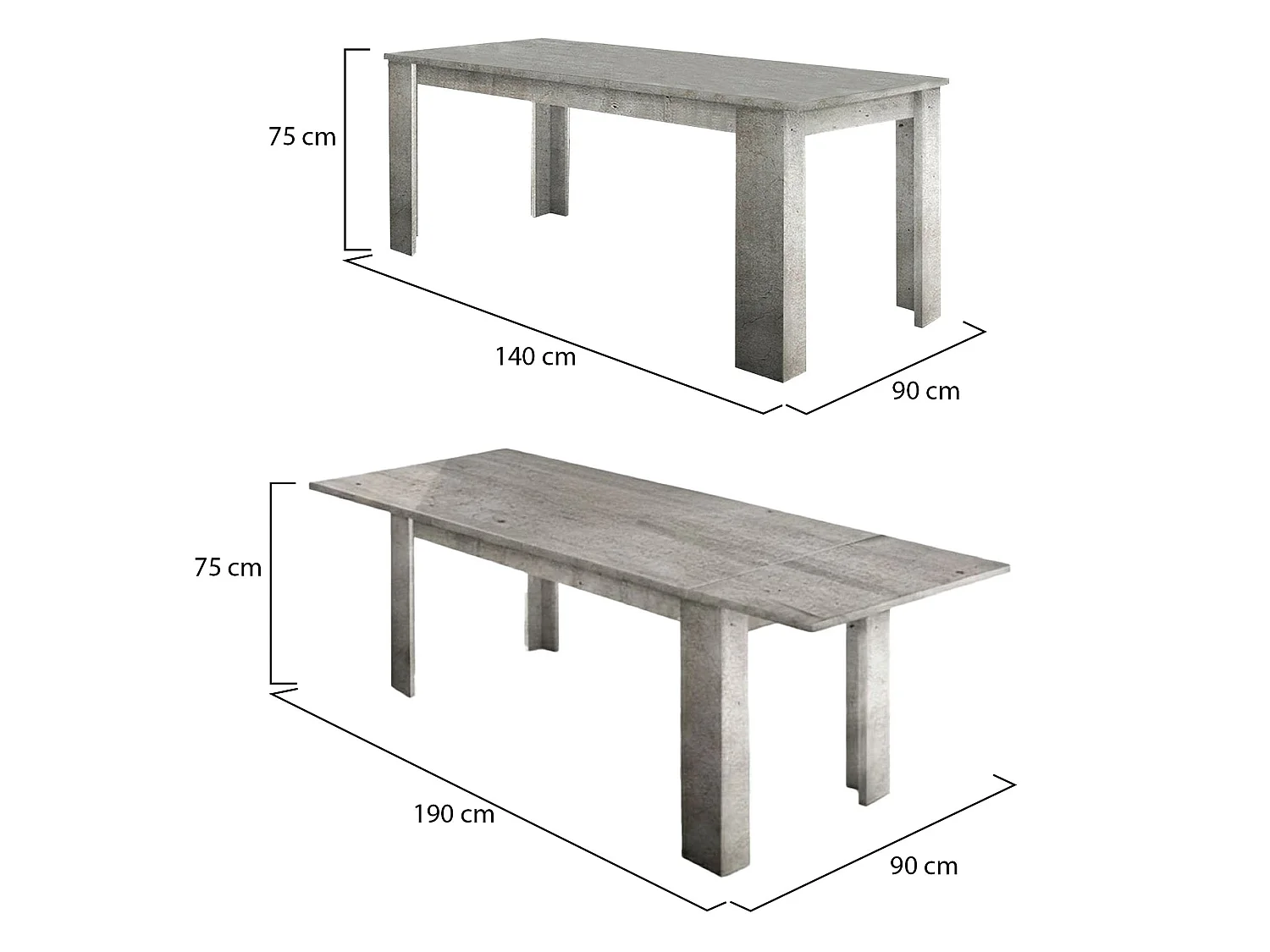Table extensible Dkofle, Console extensible jusqu'à 10 places, Console extensible 100% Made in Italy, 140/190x90h75 cm, Marbre gris