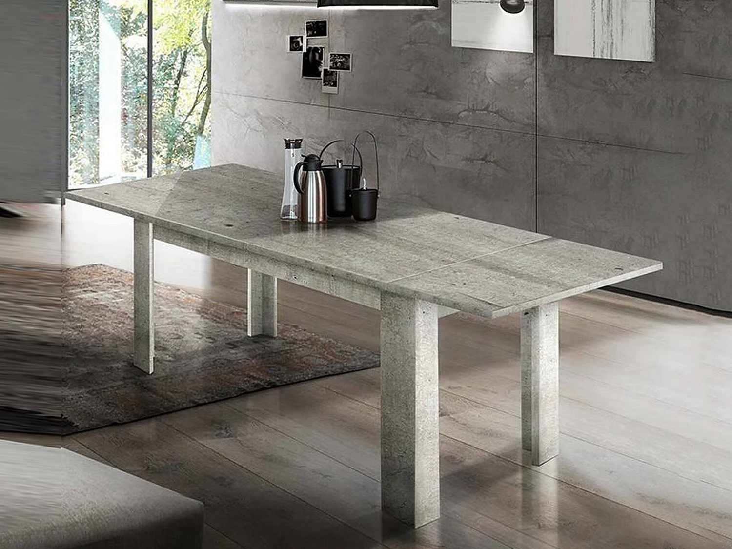 Table extensible Dkofle, Console extensible jusqu'à 10 places, Console extensible 100% Made in Italy, 140/190x90h75 cm, Marbre gris
