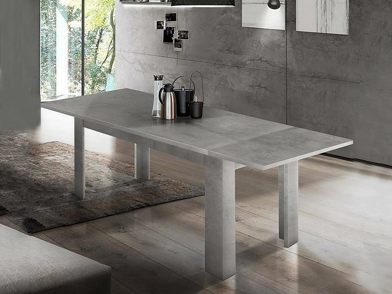 Table extensible Ddariv, Console extensible jusqu'à 12 places, Console extensible 100% Made in Italy, 160/210x90h75 cm, Gris