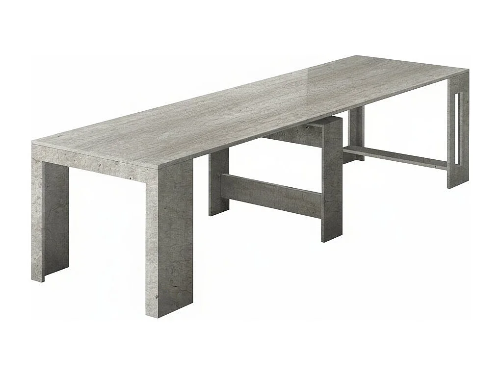 Consola extensível Dguigo, Consola extensível até 12 lugares, Mesa com suportes de extensão, 100% Fabricado em Itália, 51/300x90h77 cm, Cimento