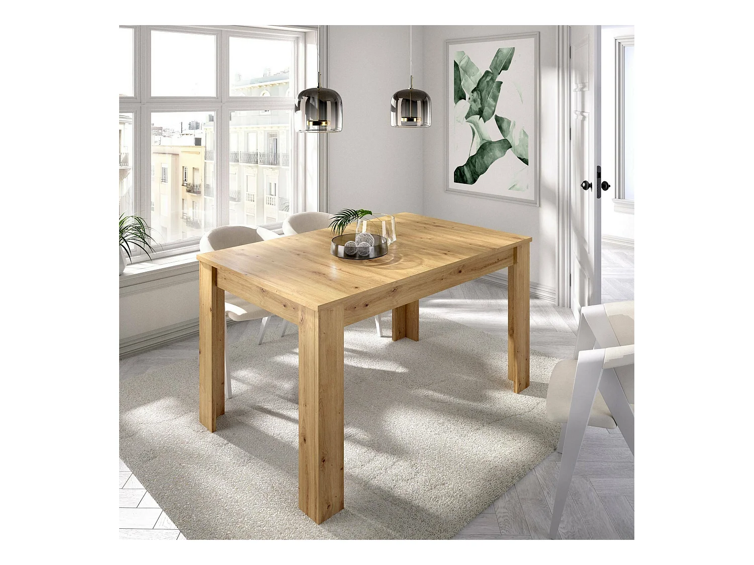 Table extensible Caladora, Console extensible, Table à manger extensible, 140/190x90h77 cm, Chêne Knot