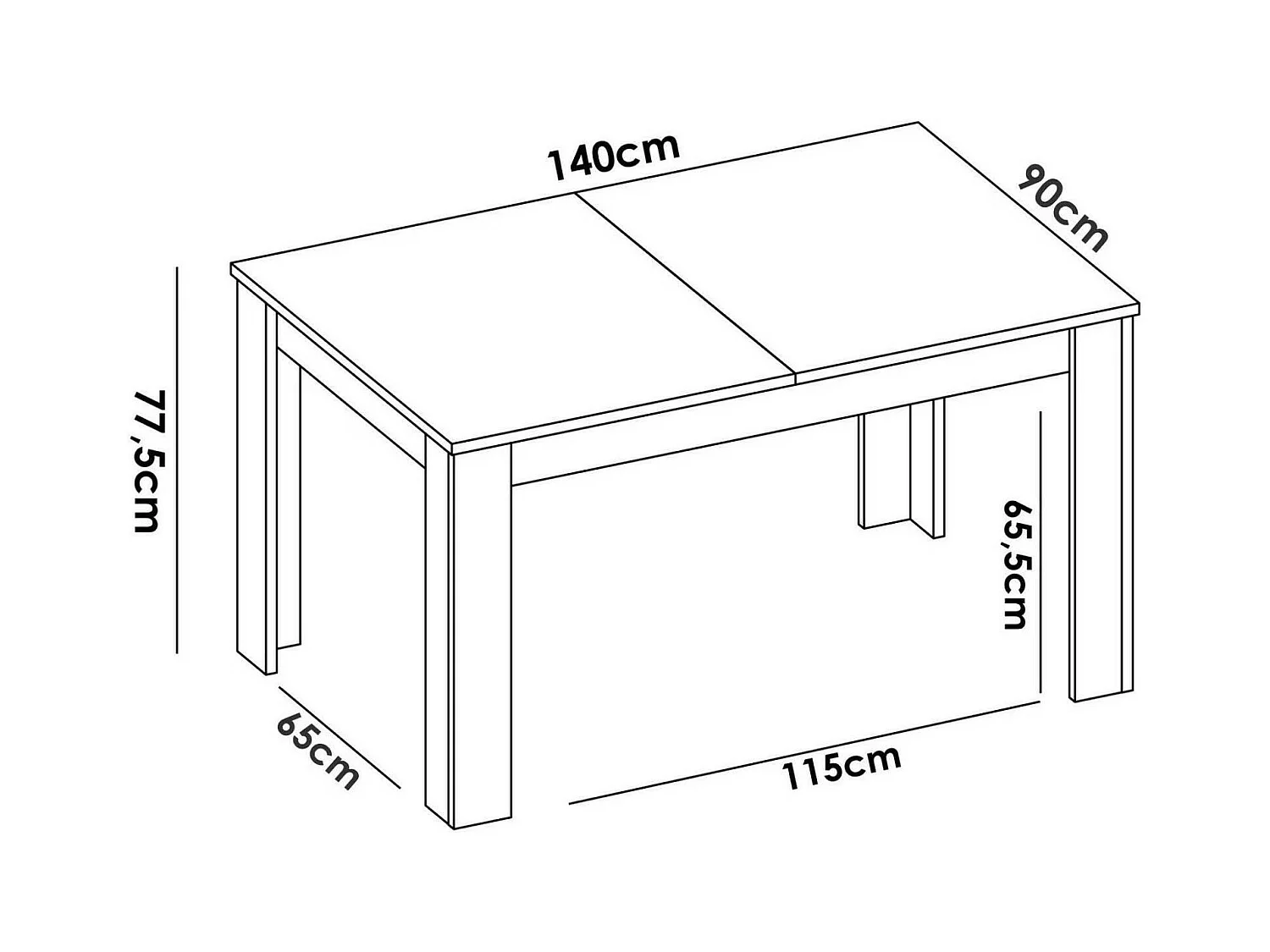 Table extensible Caladora, Console extensible, Table à manger extensible, 140/190x90h77 cm, Chêne Knot