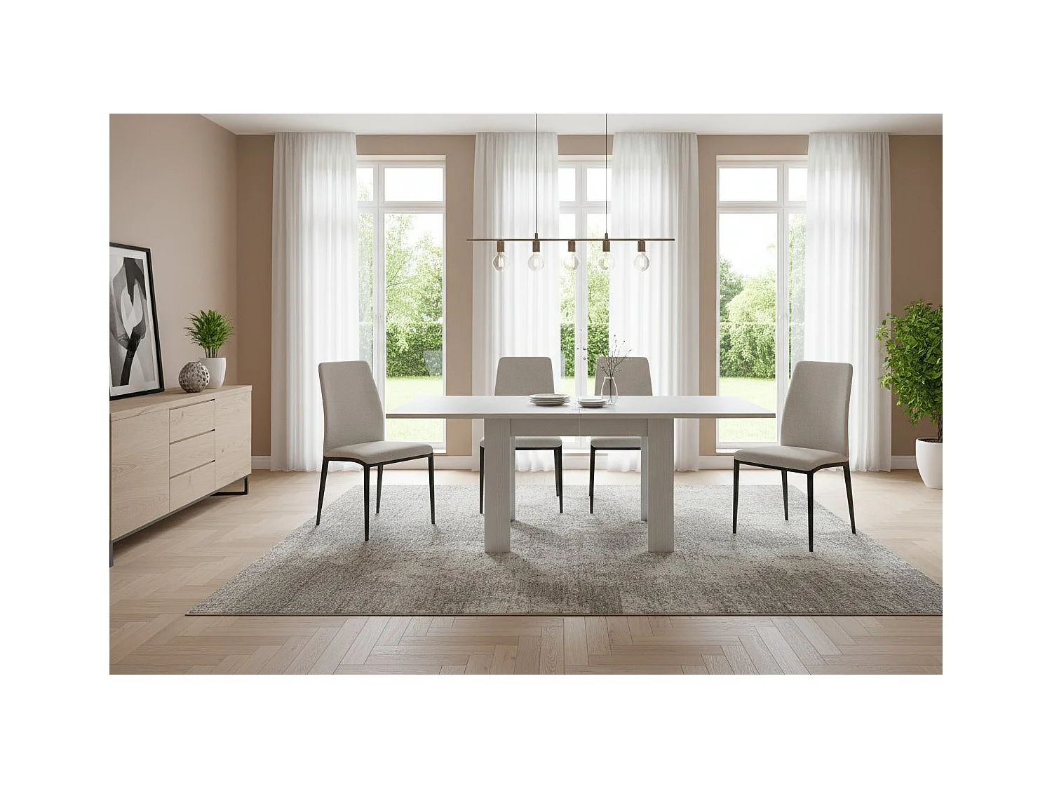 Table extensible Dlirol, Console auxiliaire de cuisine, Table extensible, 100% Made in Italy, 90x90h75 cm, Mélèze blanc brillant