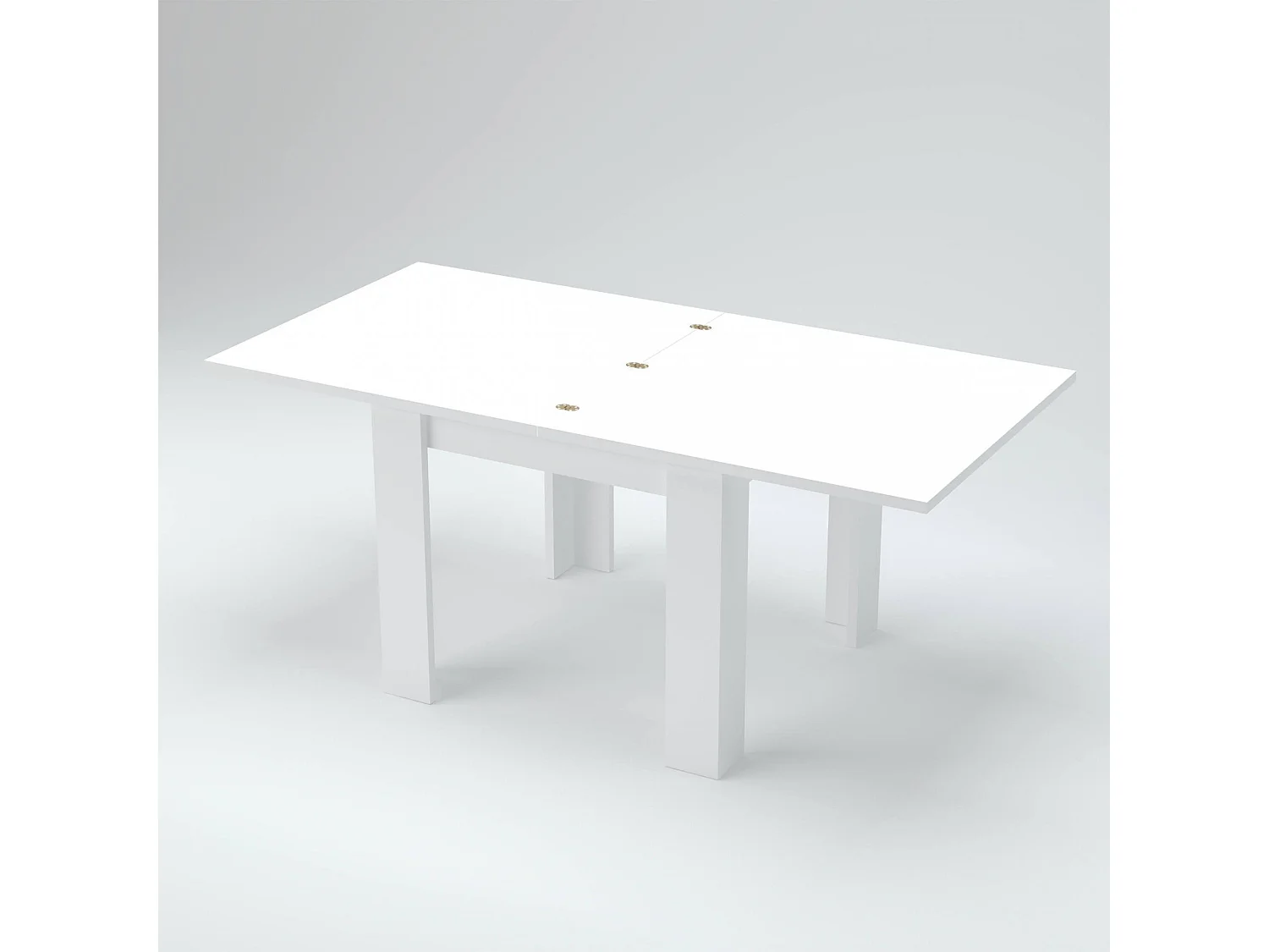 Table extensible Dlirol, Console auxiliaire de cuisine, Table extensible, 100% Made in Italy, 90x90h75 cm, Mélèze blanc brillant