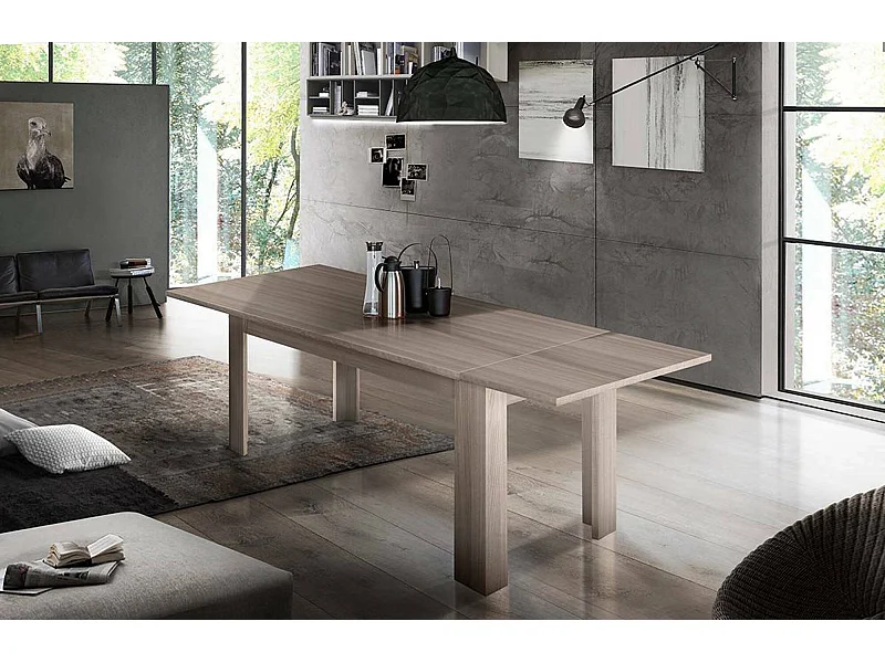 Table extensible Ddariv, Console extensible jusqu'à 12 places, Console extensible 100% Made in Italy, 160/210x90h75 cm, Orme nacré