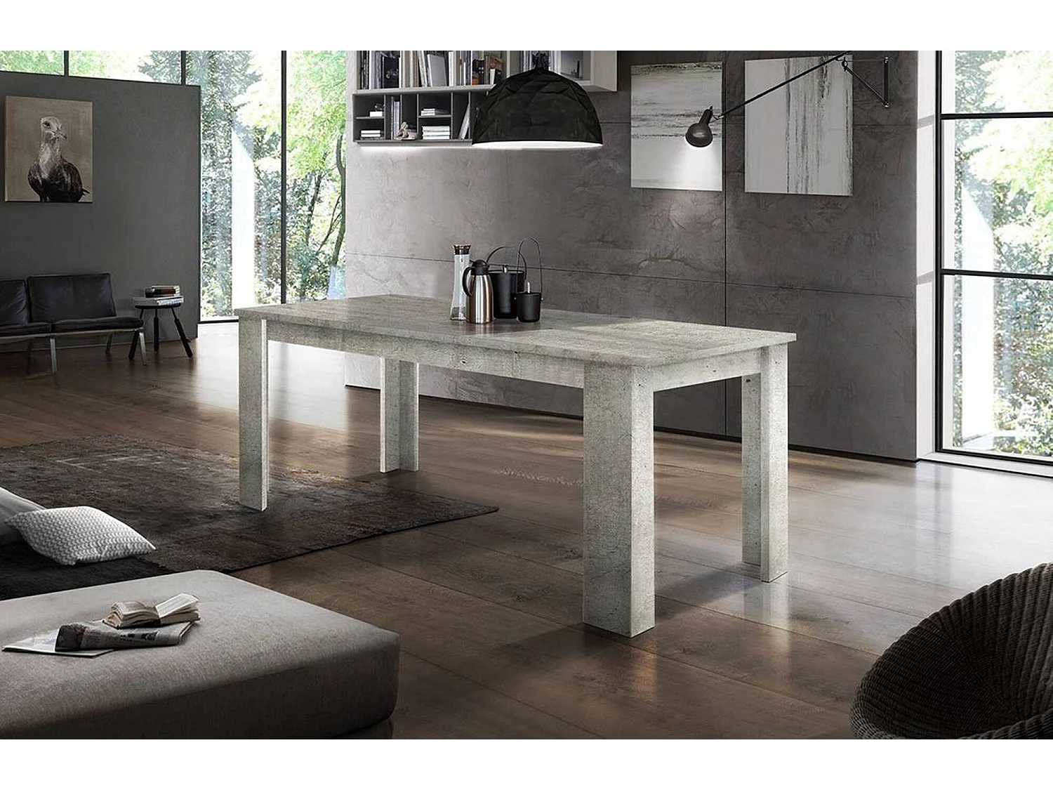 Table extensible Ddariv, Console extensible jusqu'à 12 places, Console extensible 100% Made in Italy, 160/210x90h75 cm, Ciment