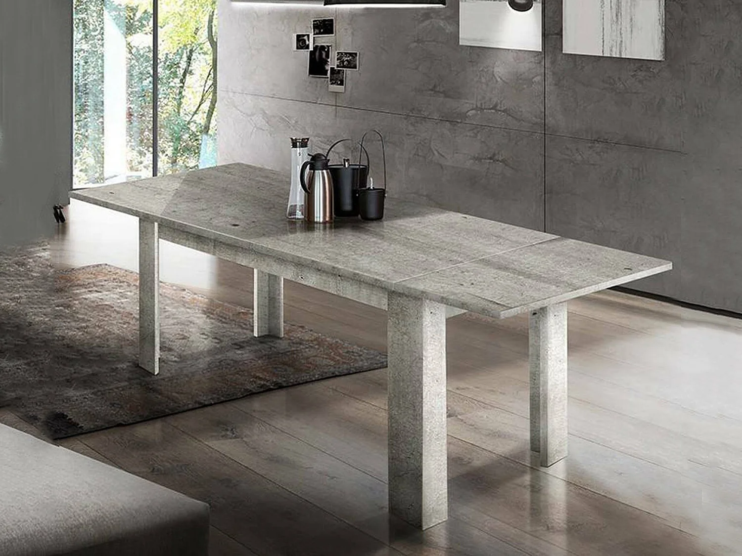 Table extensible Ddariv, Console extensible jusqu'à 12 places, Console extensible 100% Made in Italy, 160/210x90h75 cm, Ciment