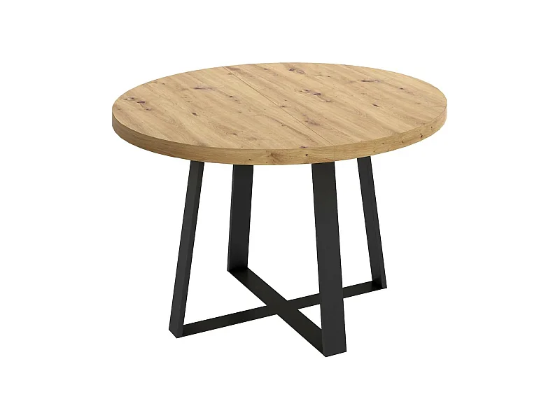 Ausziehbarer-Tisch Dazz, runde ausziehbare Konsole, ovaler Mehrzweck-Esstisch, 110/158 x 110 x 77 cm, Nodi-Eiche