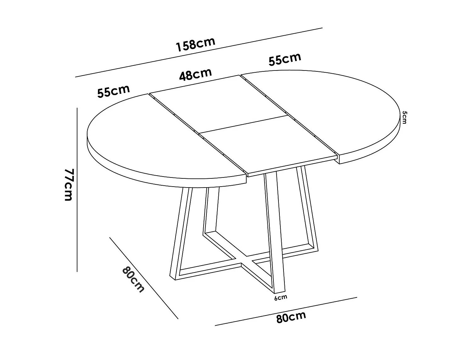 Table extensible Dazz, Console extensible ronde, Table à manger polyvalente ovale, 110/158x110h77 cm, Chêne Nodi