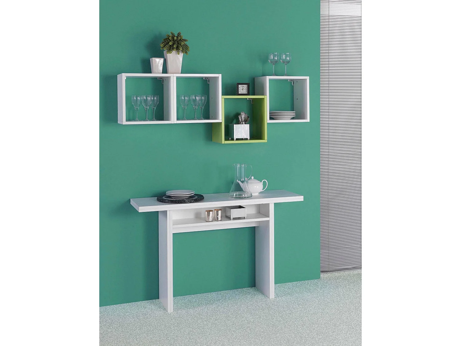 Consola extensível Dgalles, Mesa de jantar com abertura para livro, Consola multiuso extensível, 100% Fabricado em Itália, 120x70h75 cm, Branco