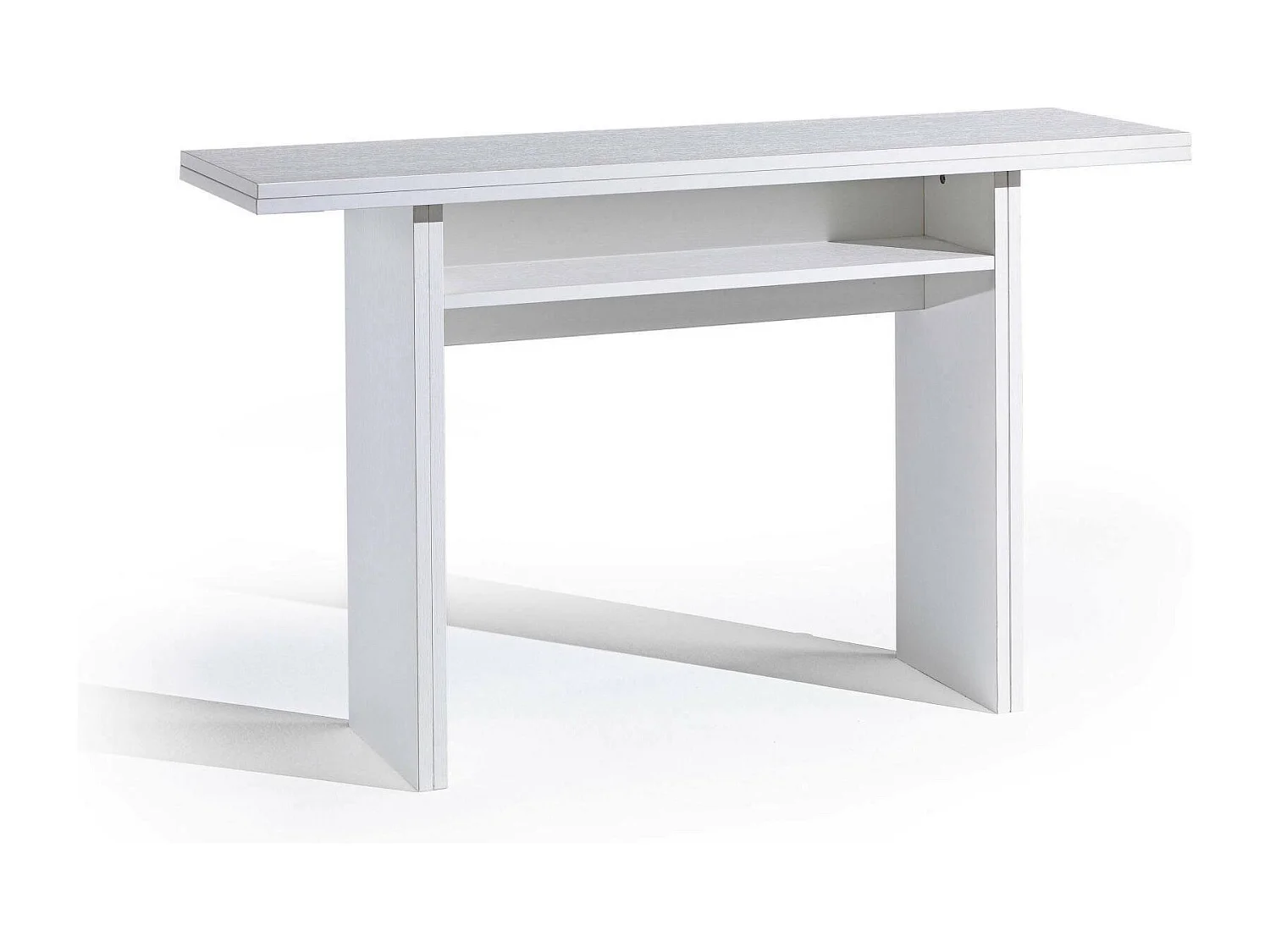 Consola extensível Dgalles, Mesa de jantar com abertura para livro, Consola multiuso extensível, 100% Fabricado em Itália, 120x70h75 cm, Branco